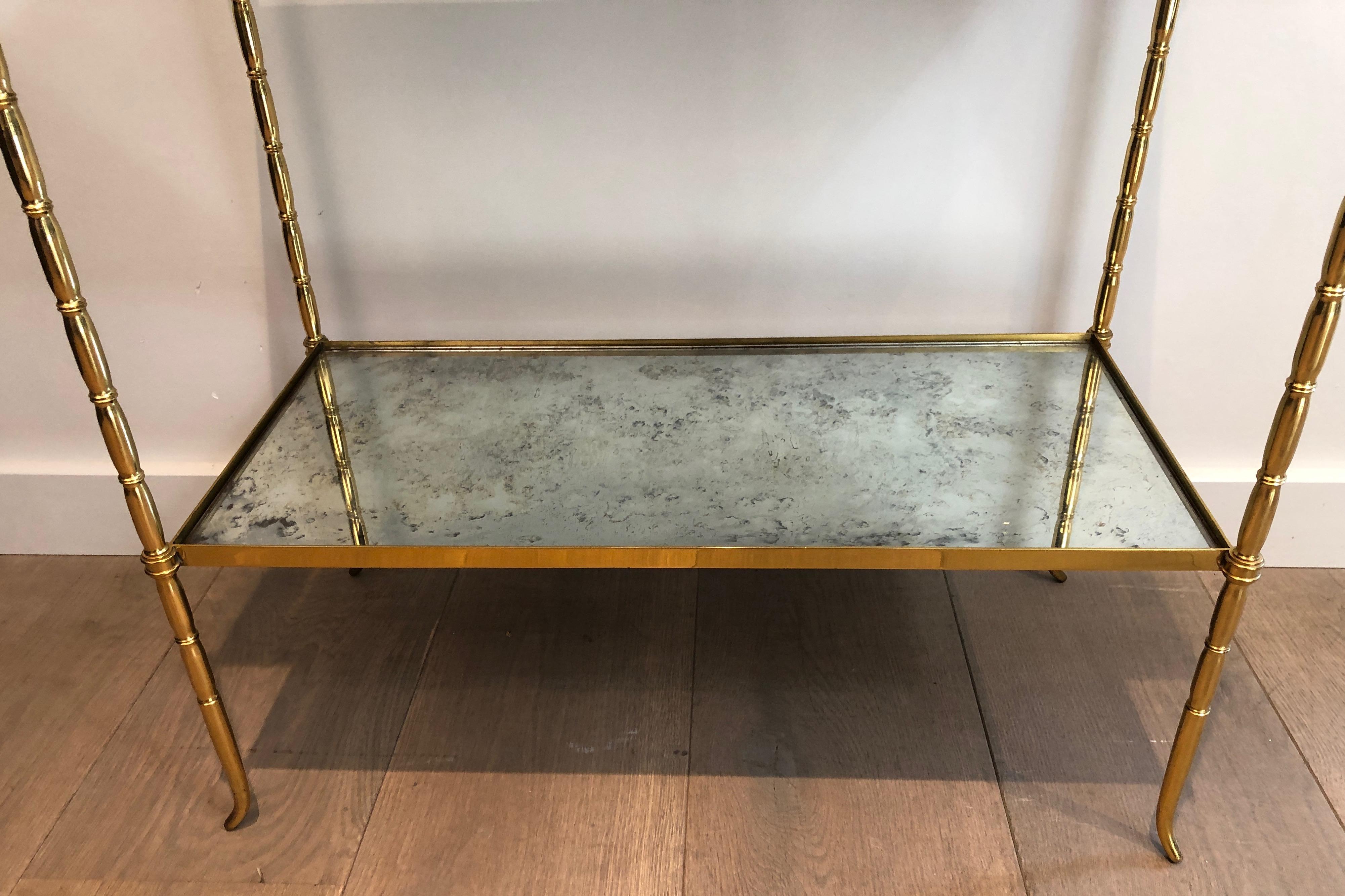 Mid-20th Century Faux-Bamboo Brass Side Table by Maison Bagués