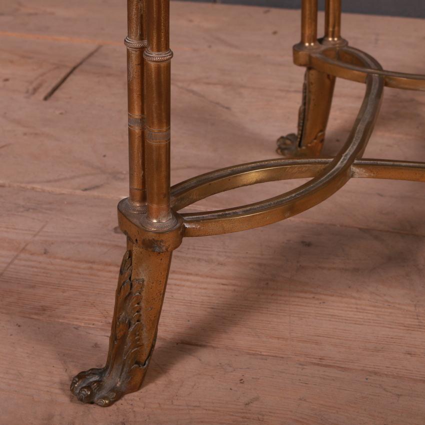 Good quality brass and faux bamboo French side table, 1920

Dimensions
23 inches (58 cms) wide
20 inches (51 cms) deep
18.5 inches (47 cms) high.

 