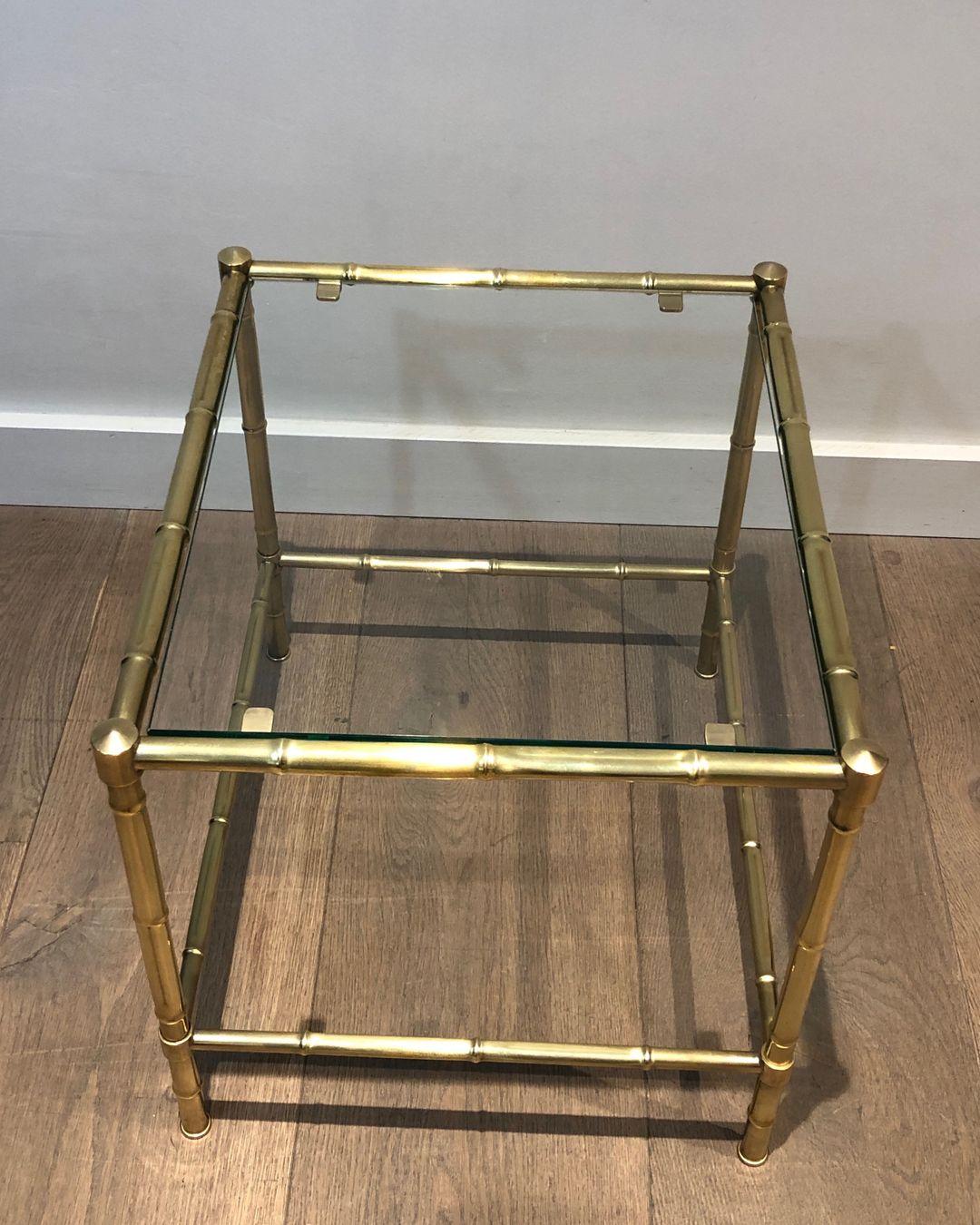 Faux-Bamboo Brass Side Table in the Style of Jacques Adnet For Sale 5