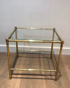 Faux-Bamboo Brass Side Table in the Style of Jacques Adnet