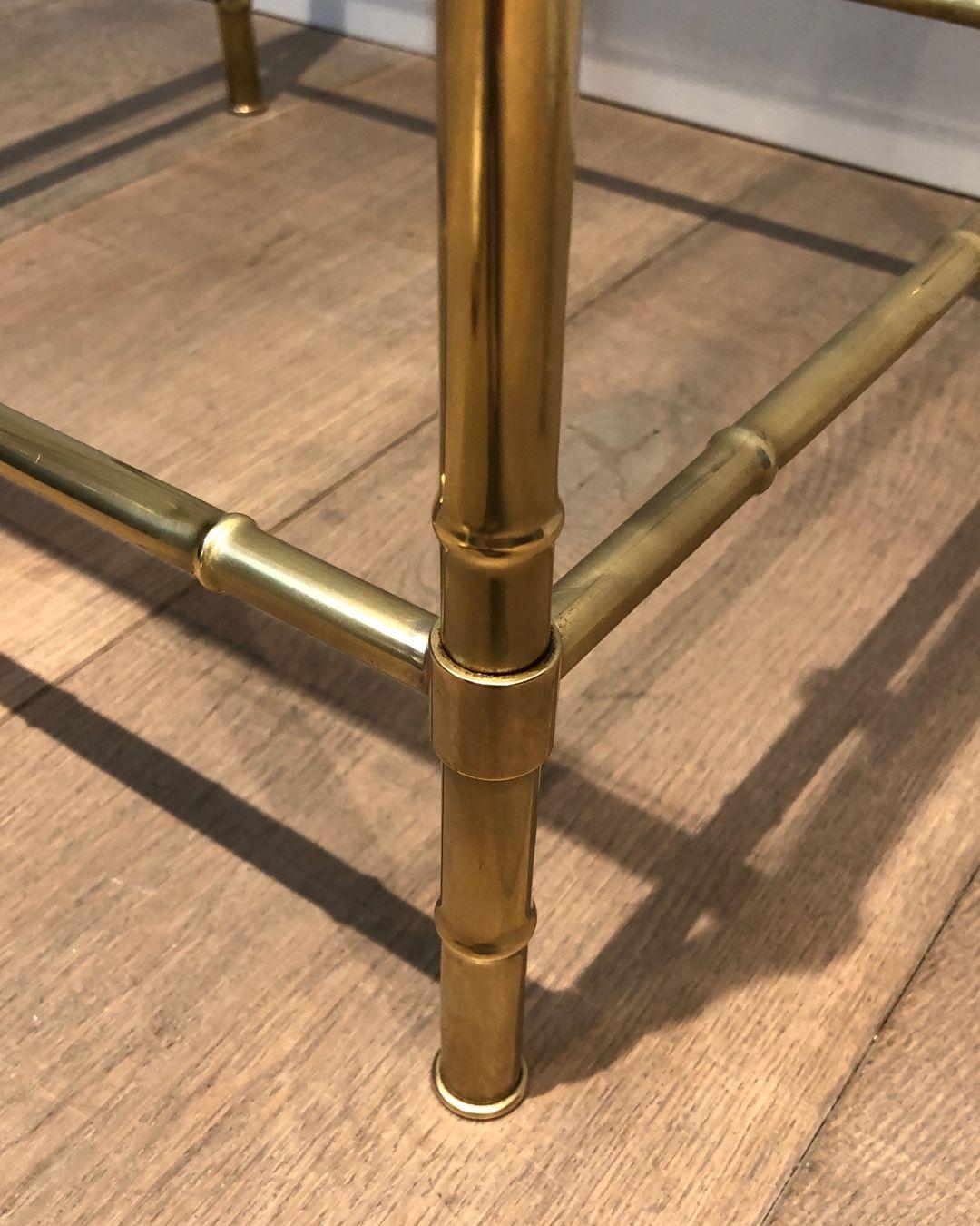 Late 20th Century Faux-Bamboo Brass Side Table in the Style of Jacques Adnet For Sale