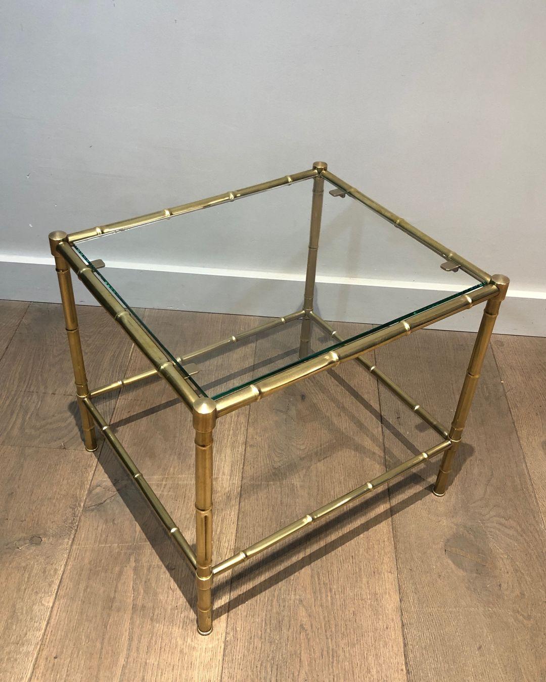 Faux-Bamboo Brass Side Table in the Style of Jacques Adnet For Sale 2