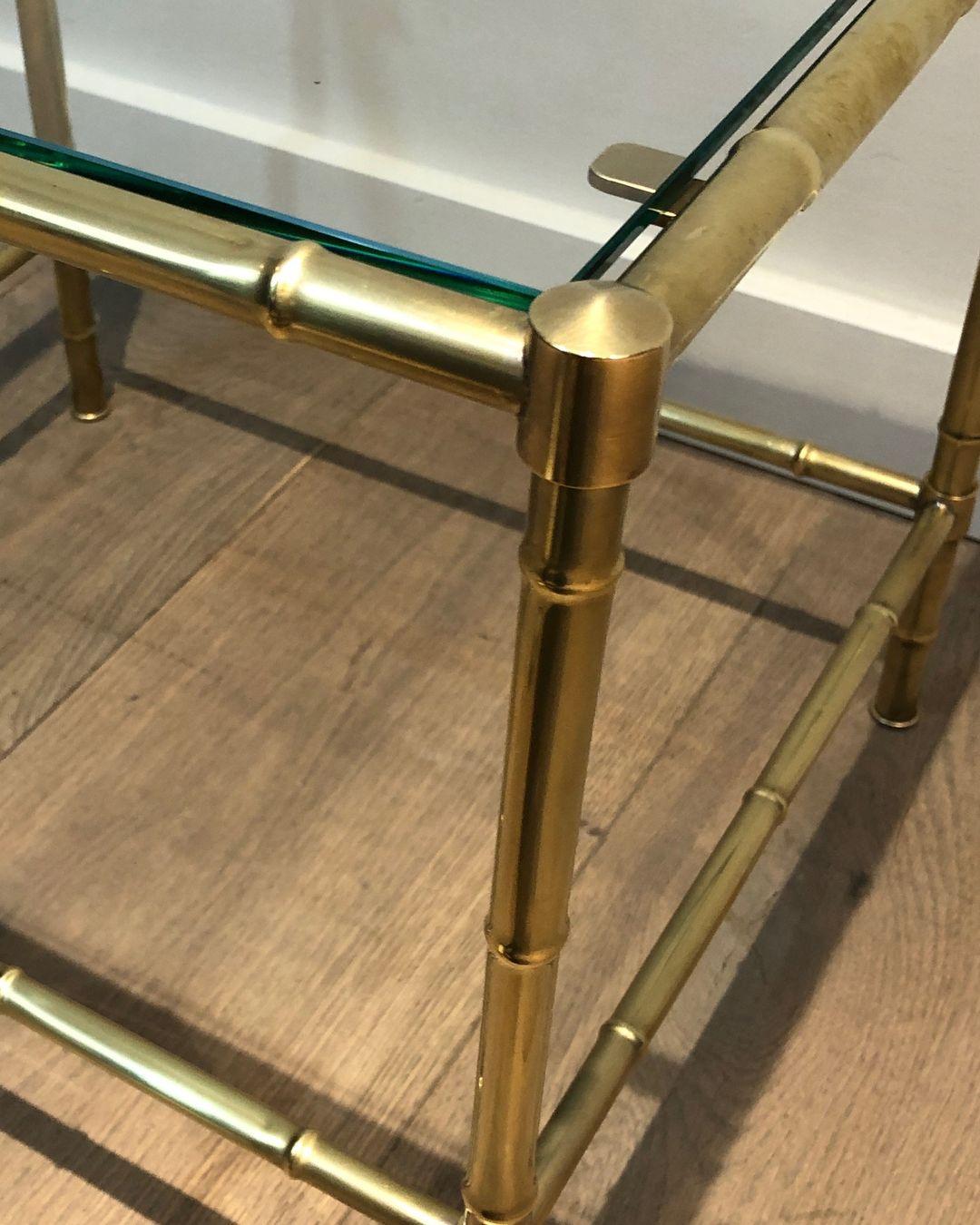 Faux-Bamboo Brass Side Table in the Style of Jacques Adnet For Sale 3