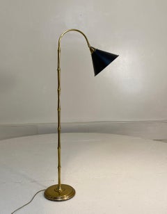 Faux Bamboo Brass Swivel Reading Floor Lamp