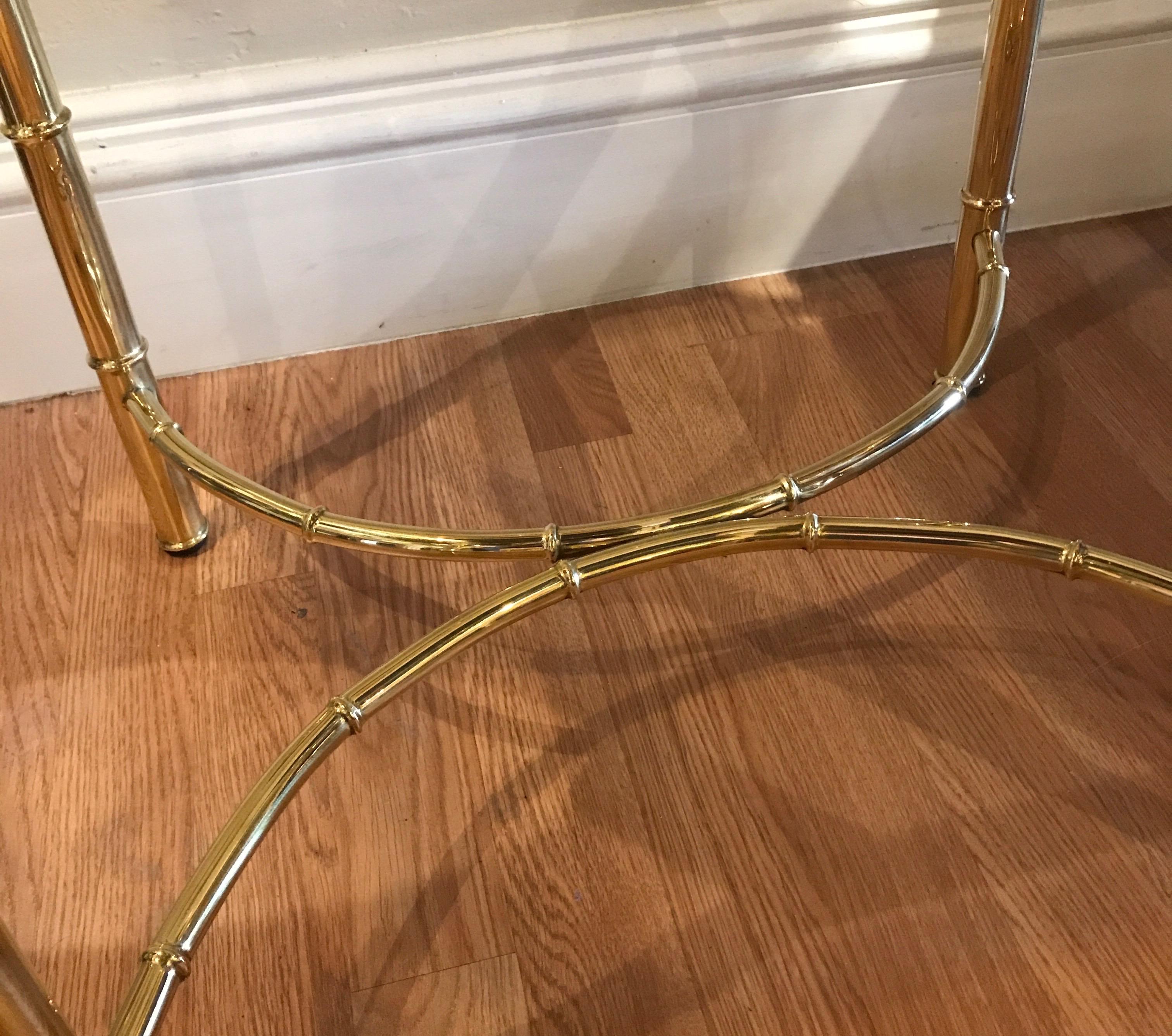 Faux Bamboo Brass Tray Cocktail Table In Good Condition In West Palm Beach, FL