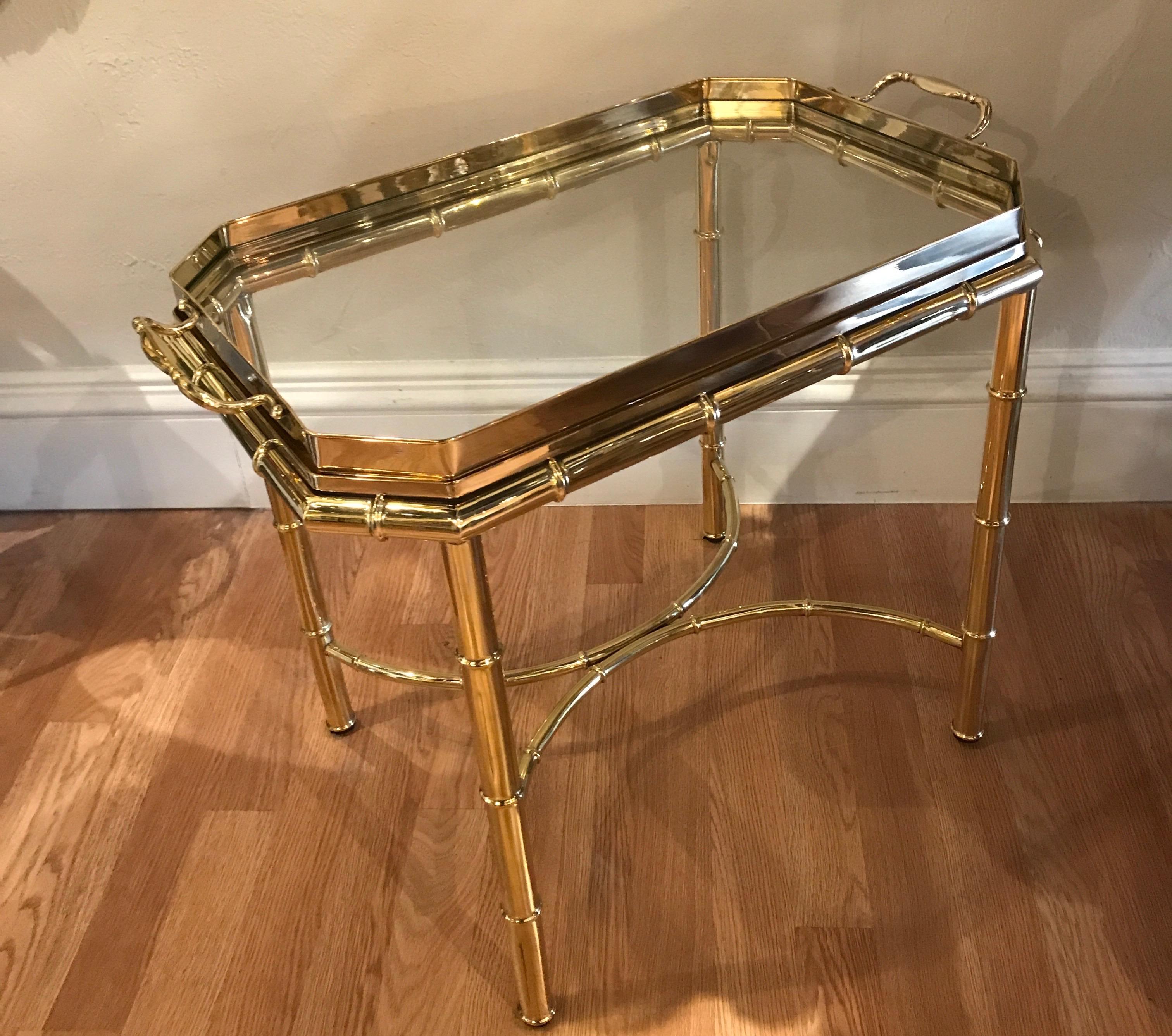Faux Bamboo Brass Tray Cocktail Table 2