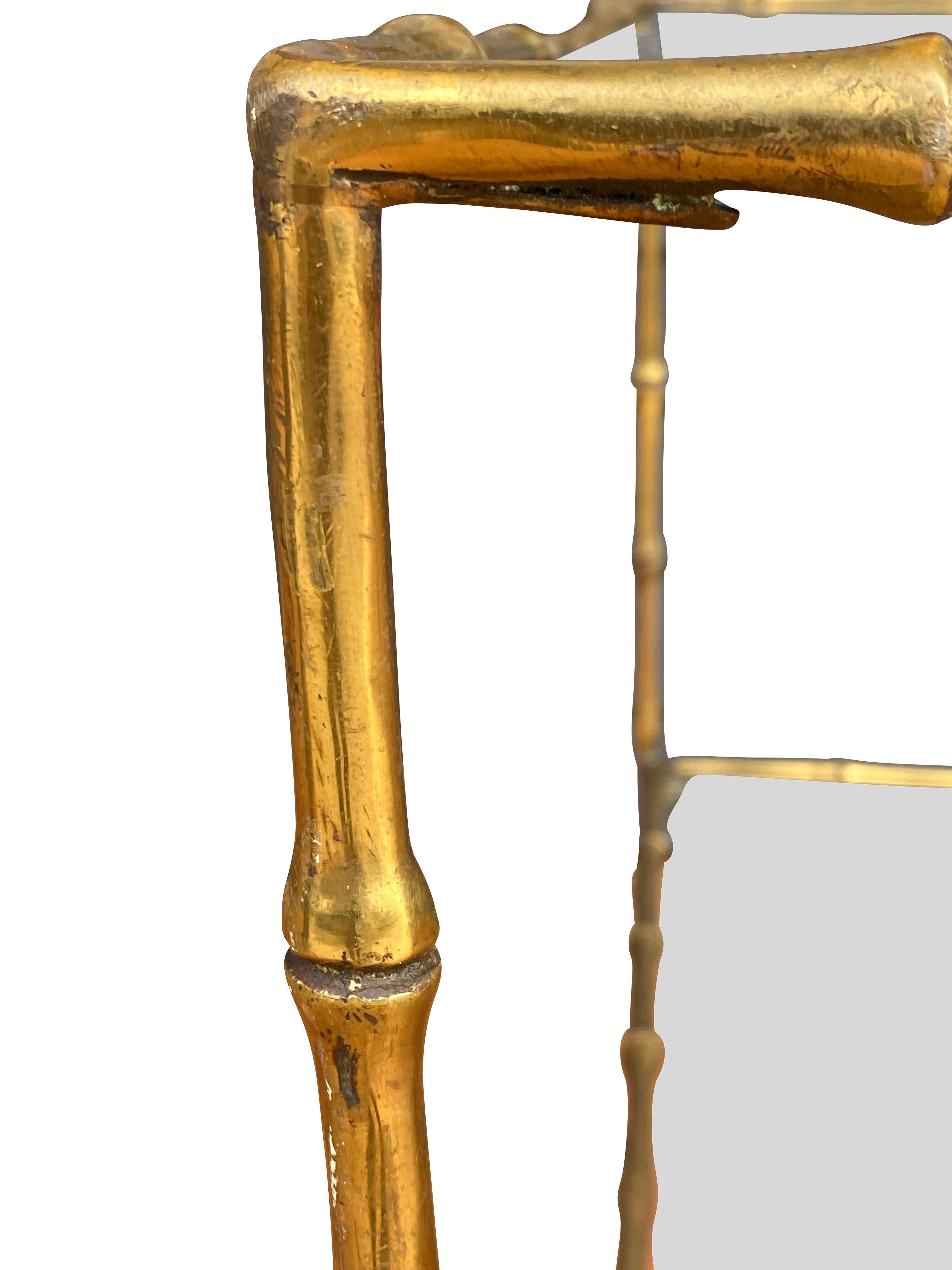 Faux Bamboo Brass Two-Tier Table Attributed to Maison Bagues 6