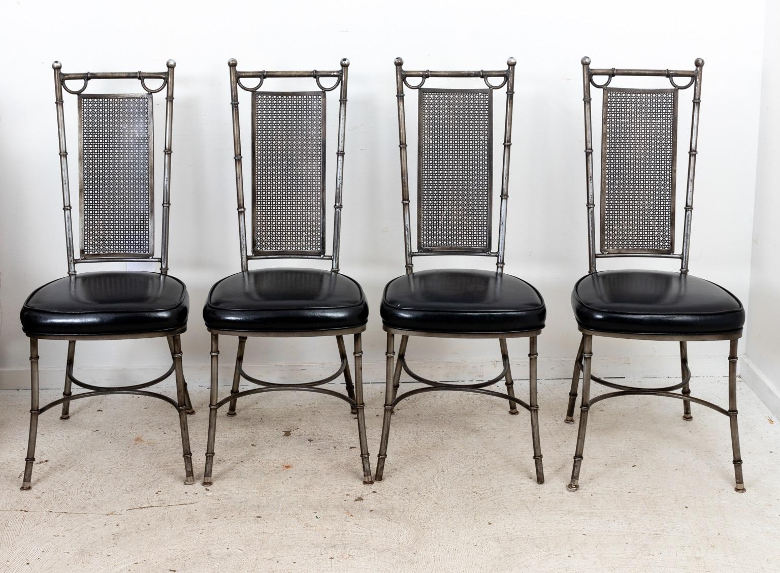 Metal Faux Bamboo Breakfast Table with Four Chairs by Daniel Jones NYC