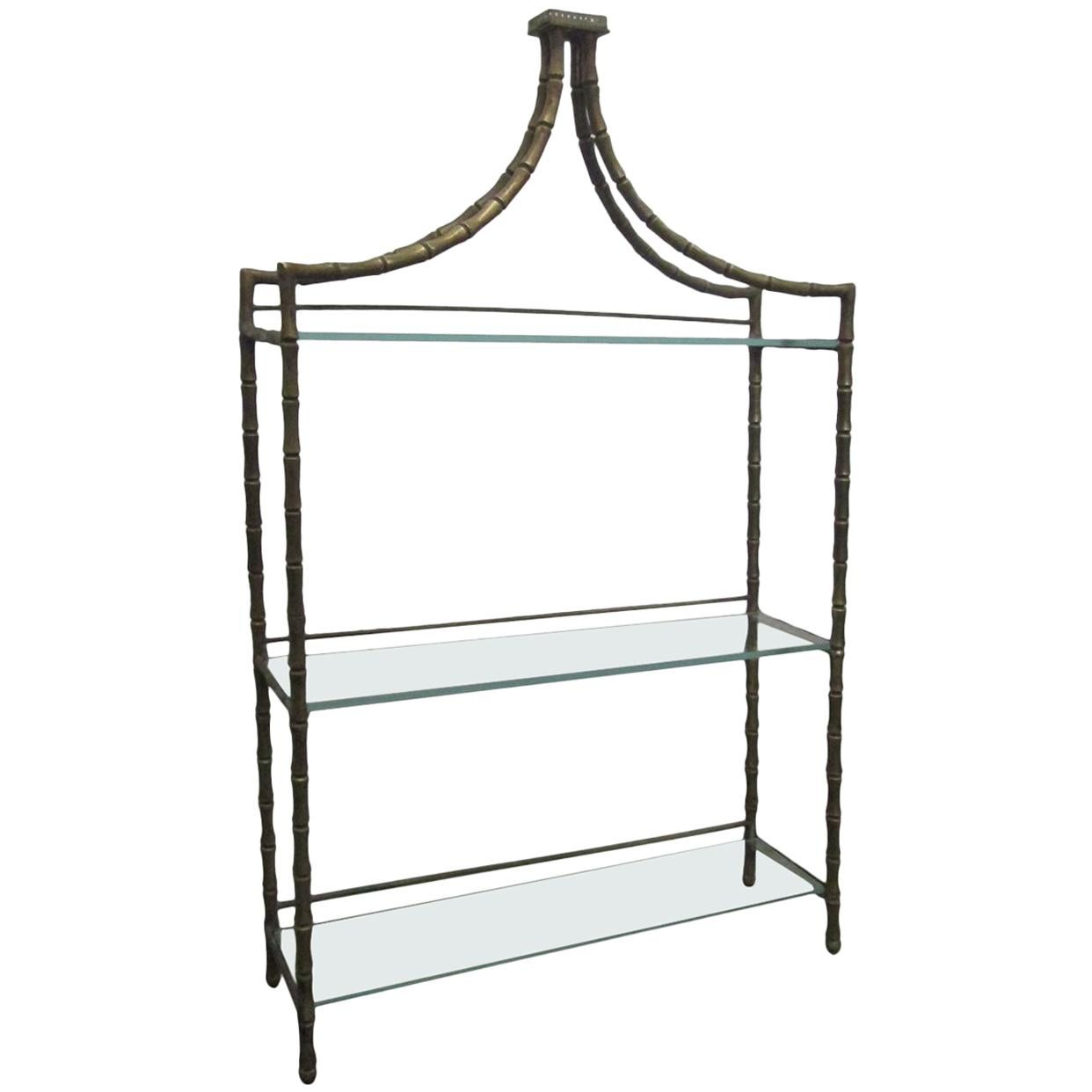 Faux Bamboo Bronze Shelf in the Style of Maison Baguès For Sale