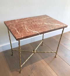 Faux-Bamboo Bronze Side Table with Claw Feet by Maison Baguès