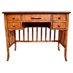 Vintage Faux Bamboo Burlwood Desk