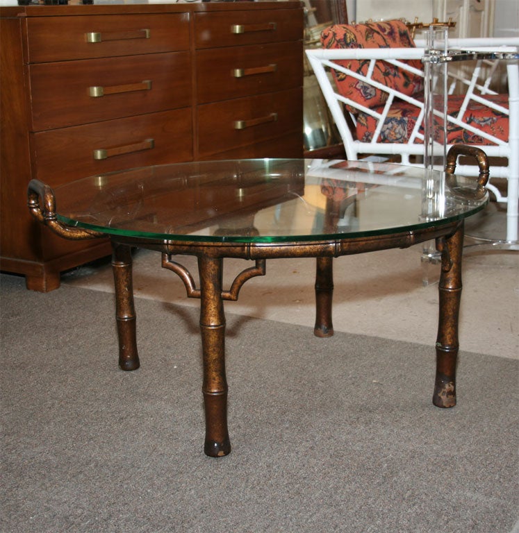 Hollywood Regency Faux Bamboo Butler Tray Coffee Table