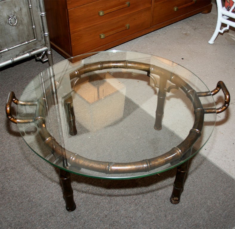 Faux Bamboo Butler Tray Coffee Table In Good Condition In New York, NY