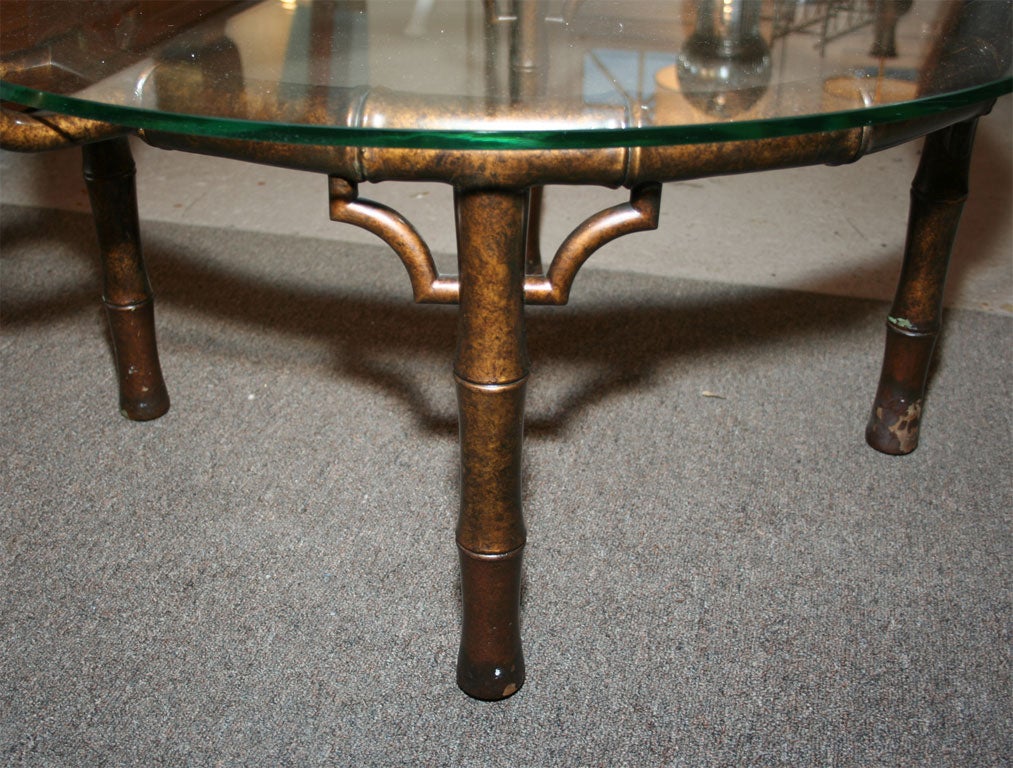 Glass Faux Bamboo Butler Tray Coffee Table