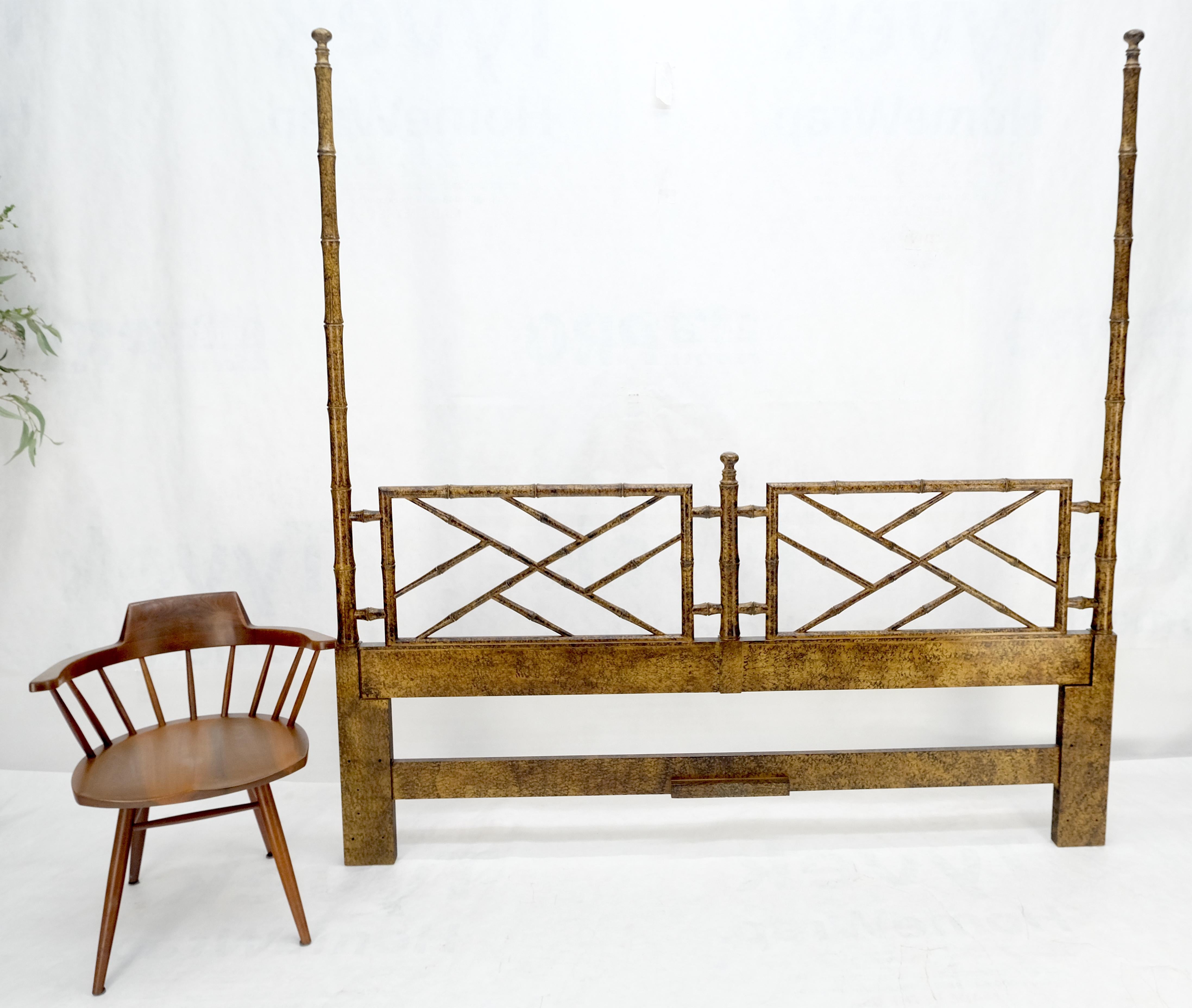 American Faux Bamboo c1970s Tortoise Finish King Size Decorative Headboard Bed MINT! For Sale