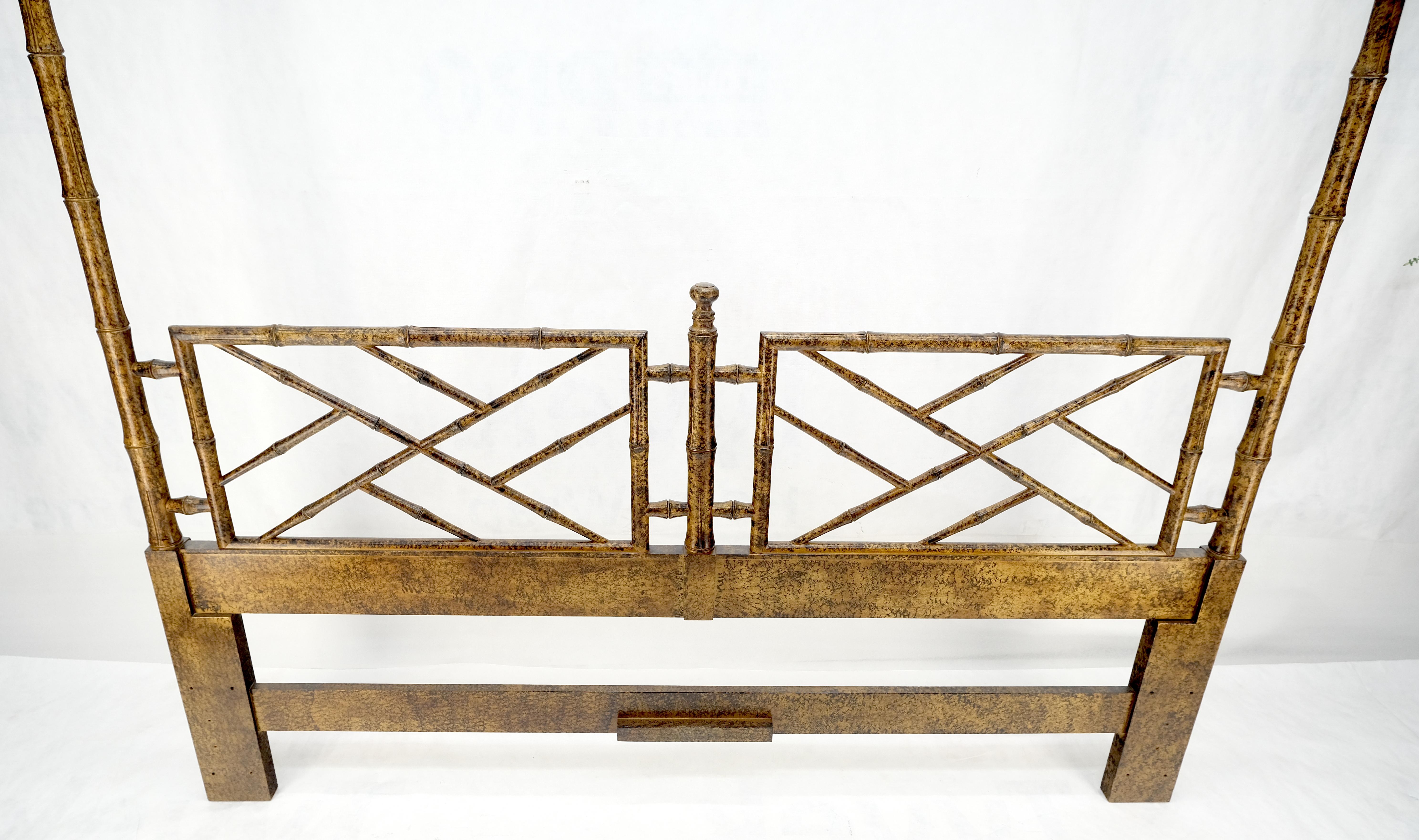 20th Century Faux Bamboo c1970s Tortoise Finish King Size Decorative Headboard Bed MINT! For Sale