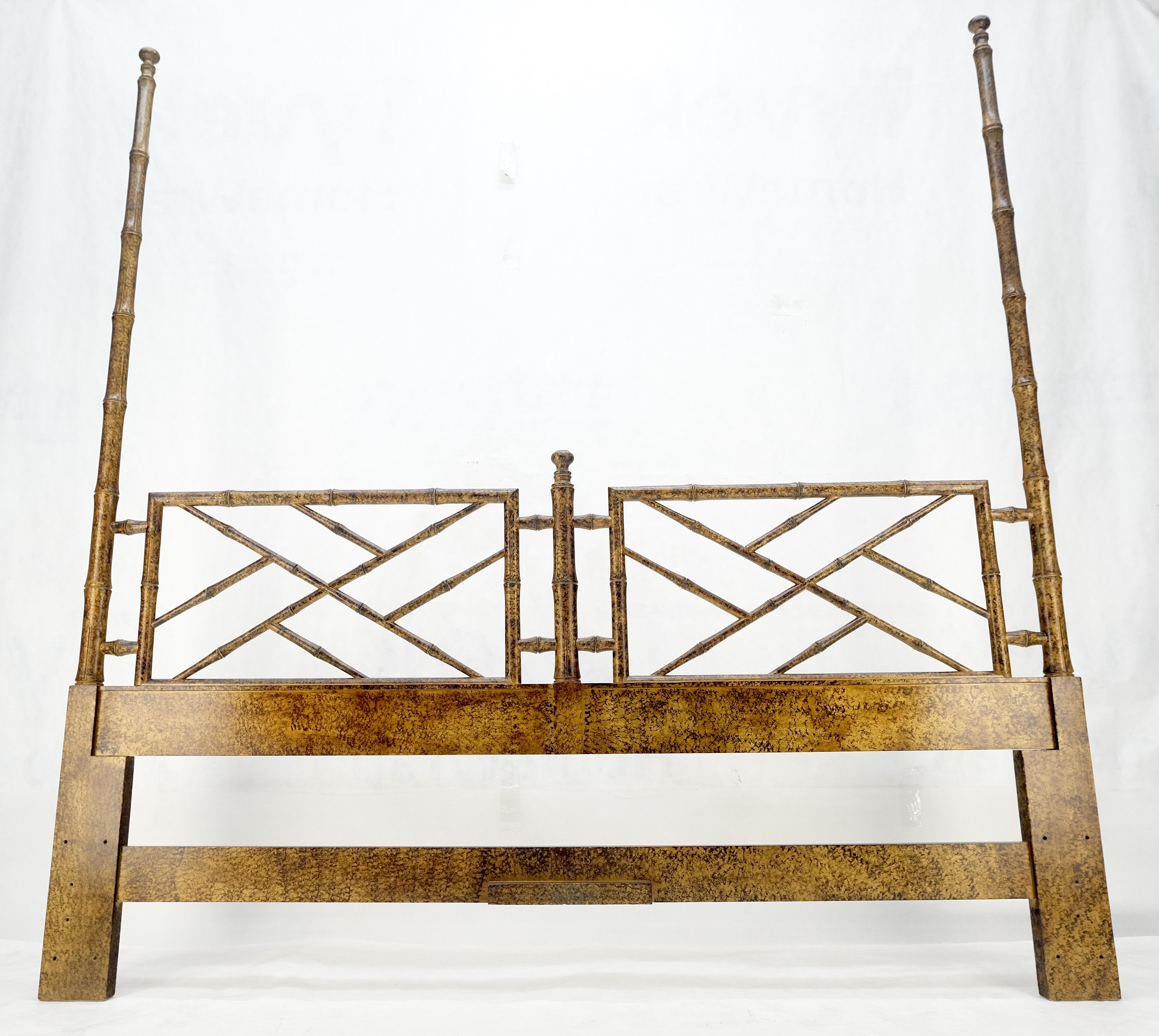 Faux Bamboo c1970s Tortoise Finish King Size Decorative Headboard Bed MINT! For Sale 1