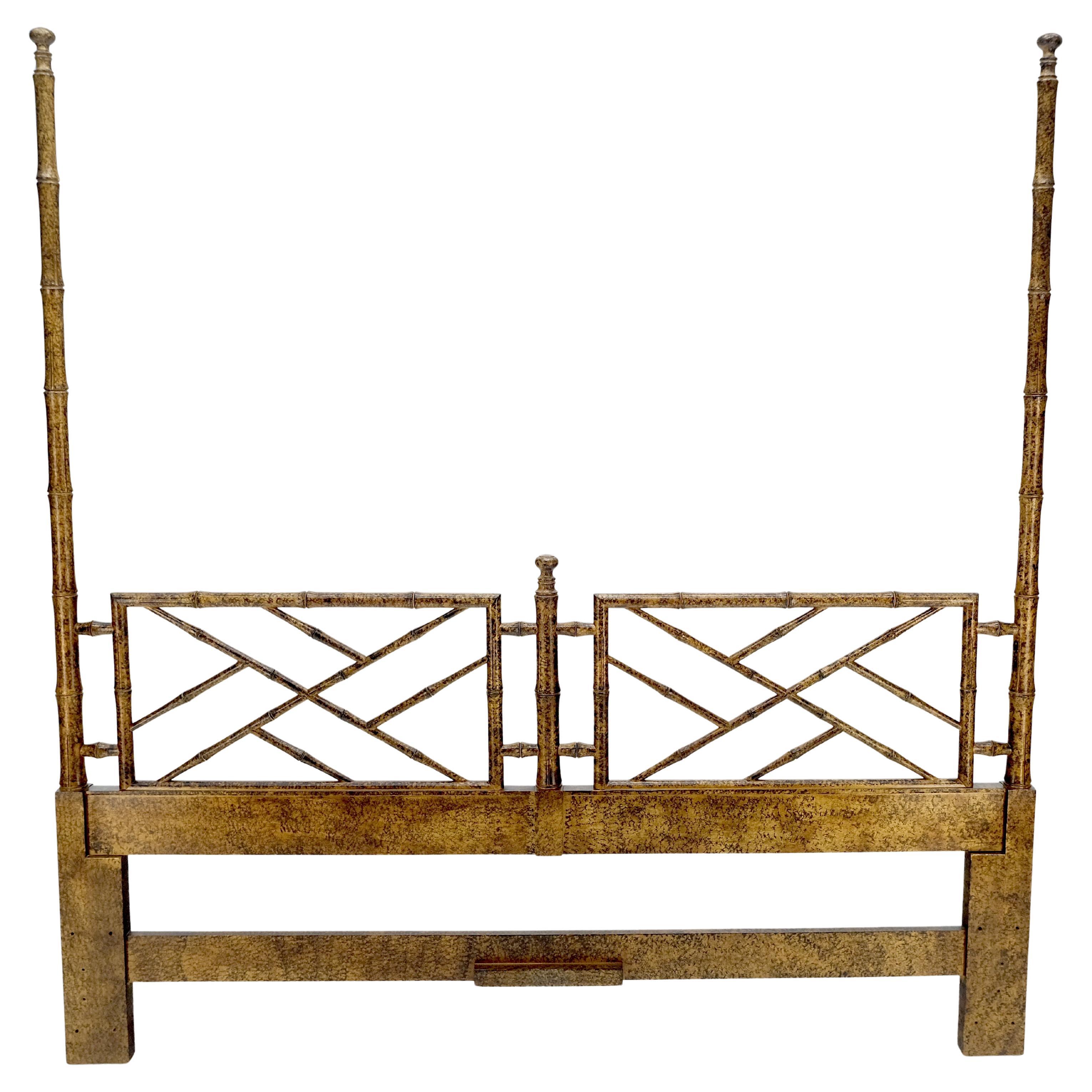 Faux Bamboo c1970s Tortoise Finish King Size Decorative Headboard Bed MINT!
