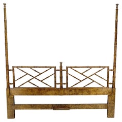 Faux Bambou c1970s Tortoise Finish King Size Decorative Headboard Bed MINT !
