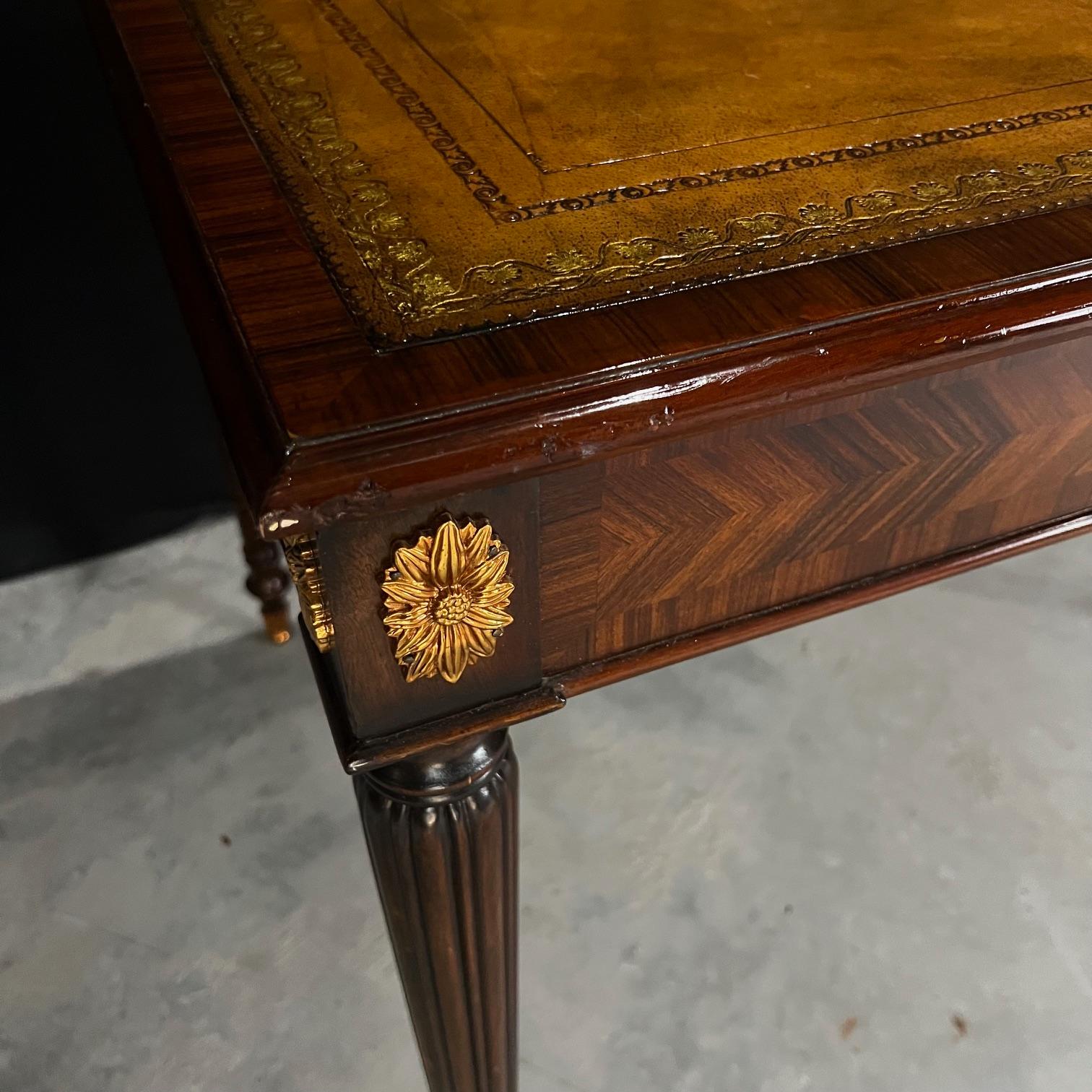Faux Bamboo Campaign Style Burlwood Desk or Writing Table In Good Condition For Sale In Hopewell, NJ