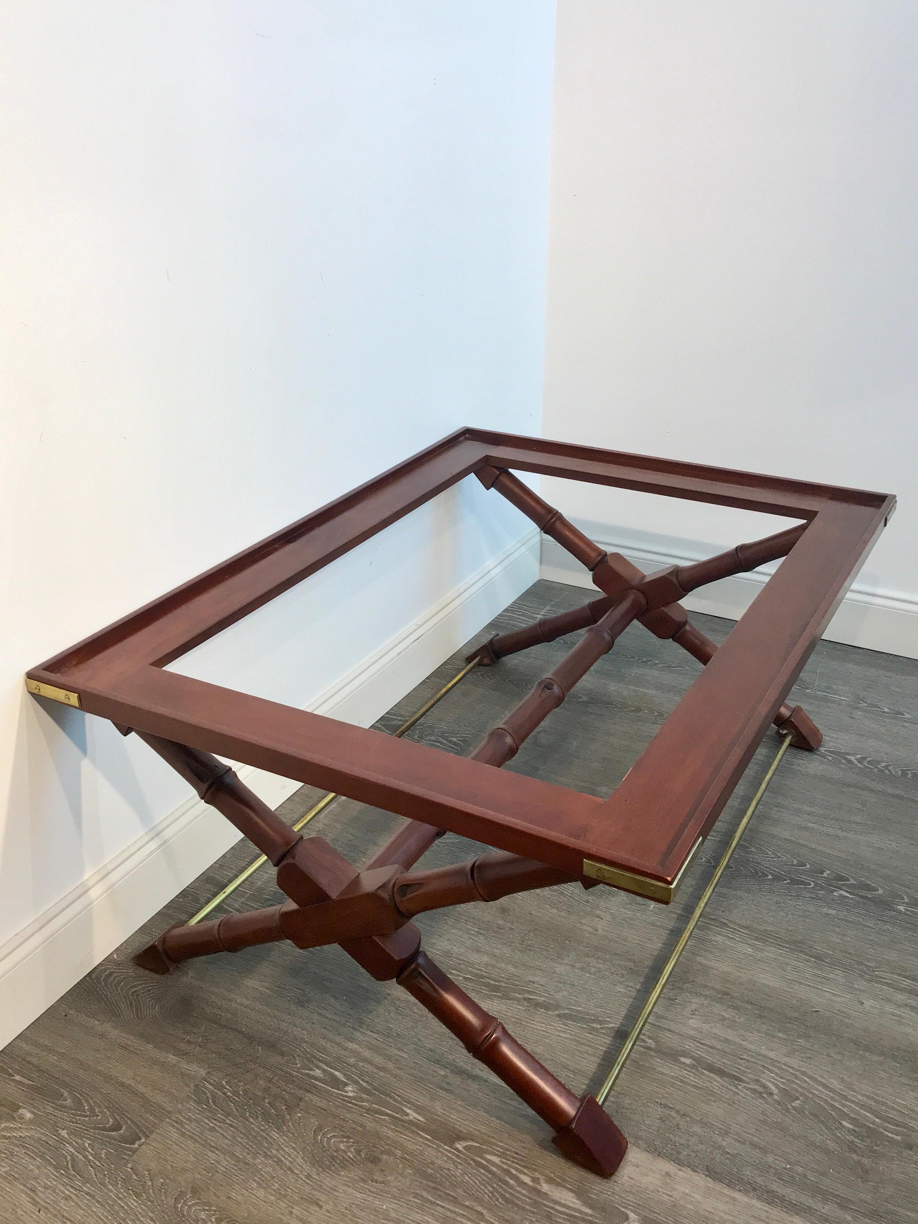 Faux Bamboo Campaign Style Coffee Table by Ralph Lauren In Excellent Condition In Atlanta, GA