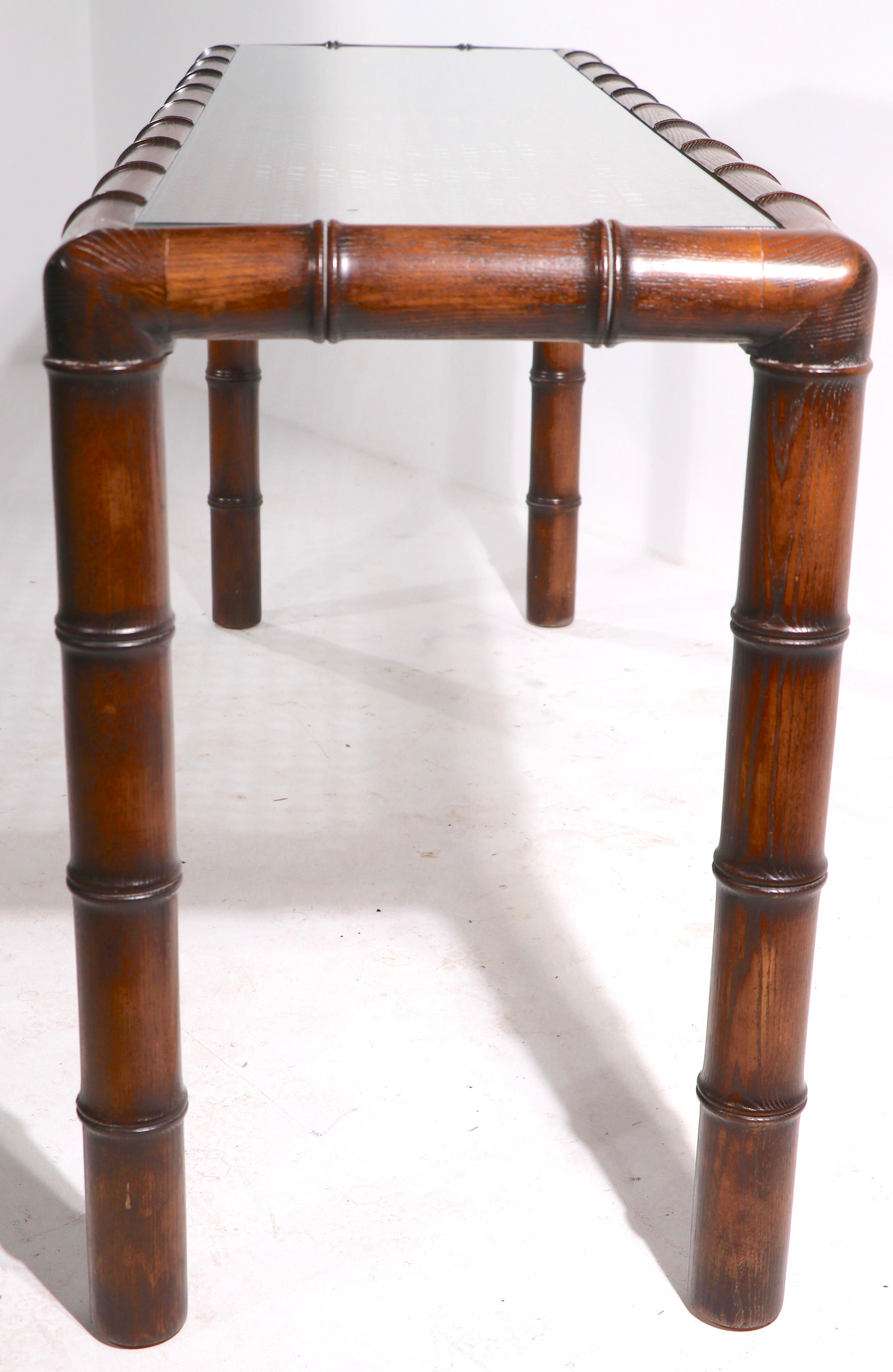 Faux Bamboo Cane and Glass Console Sofa Table 6