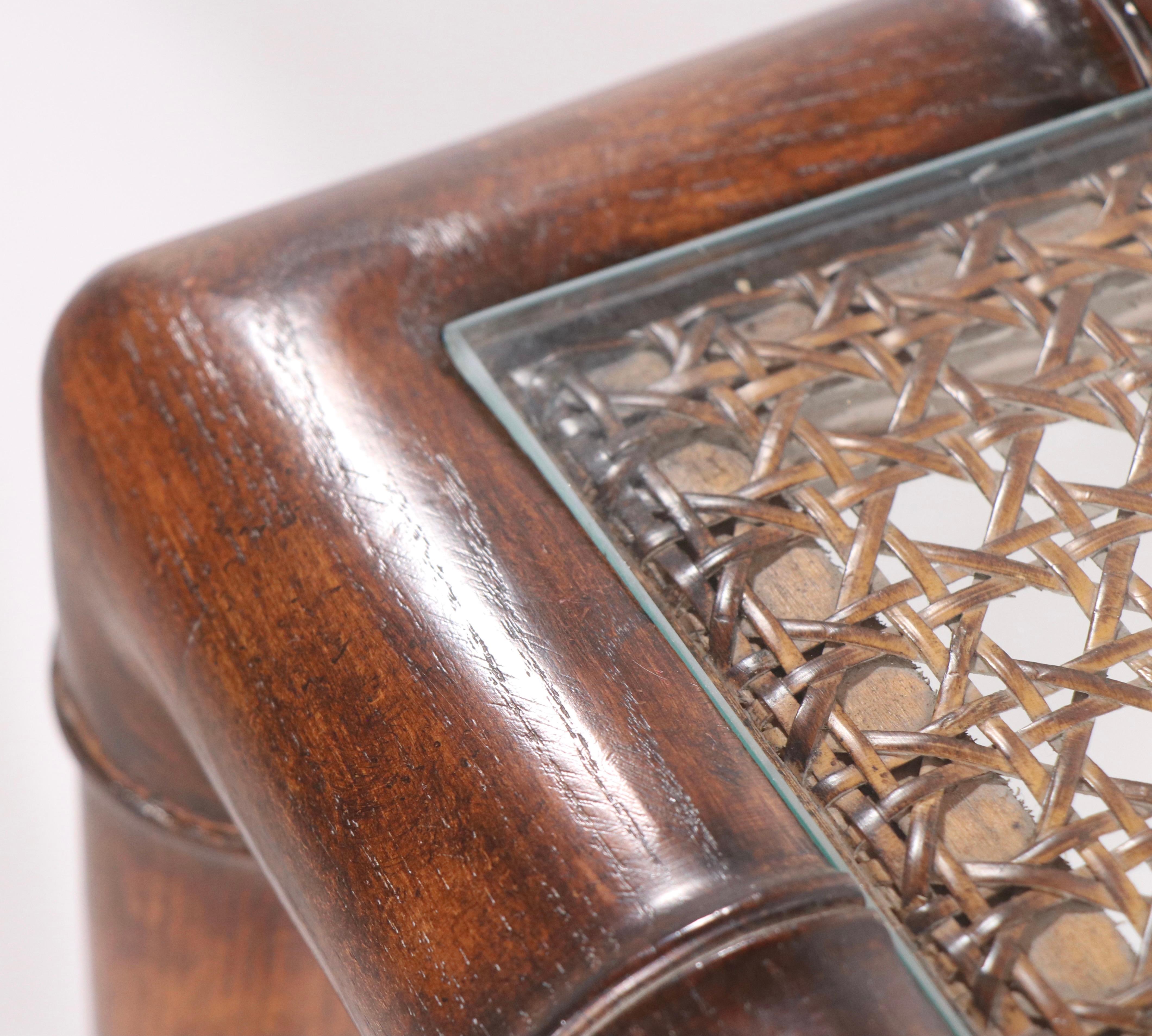 Faux Bamboo Cane and Glass Console Sofa Table 8