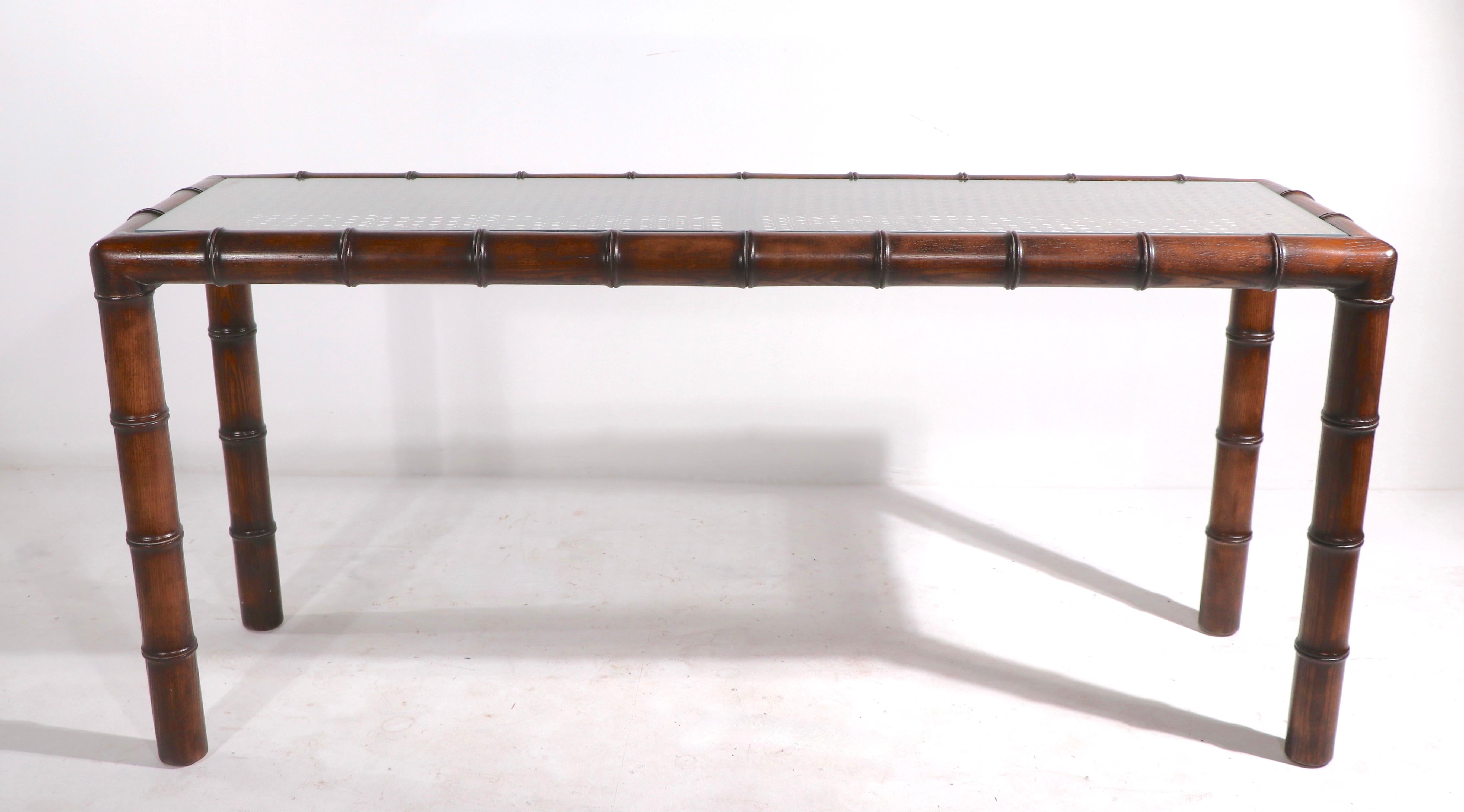 Faux Bamboo Cane and Glass Console Sofa Table 2