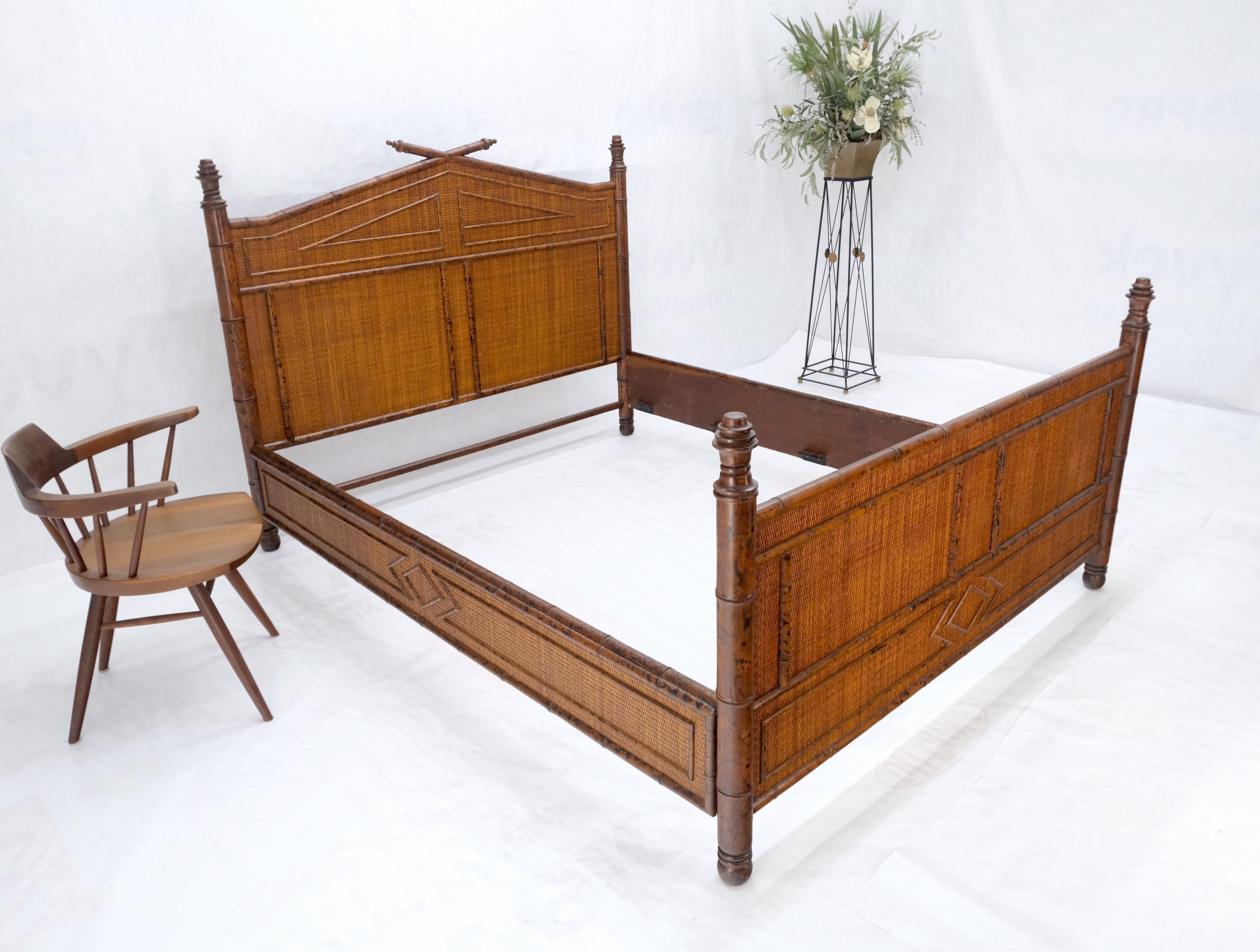 Faux Bamboo Cane Restored Queen Size Headboard Footboard Bed Bloomingdales MINT For Sale 2