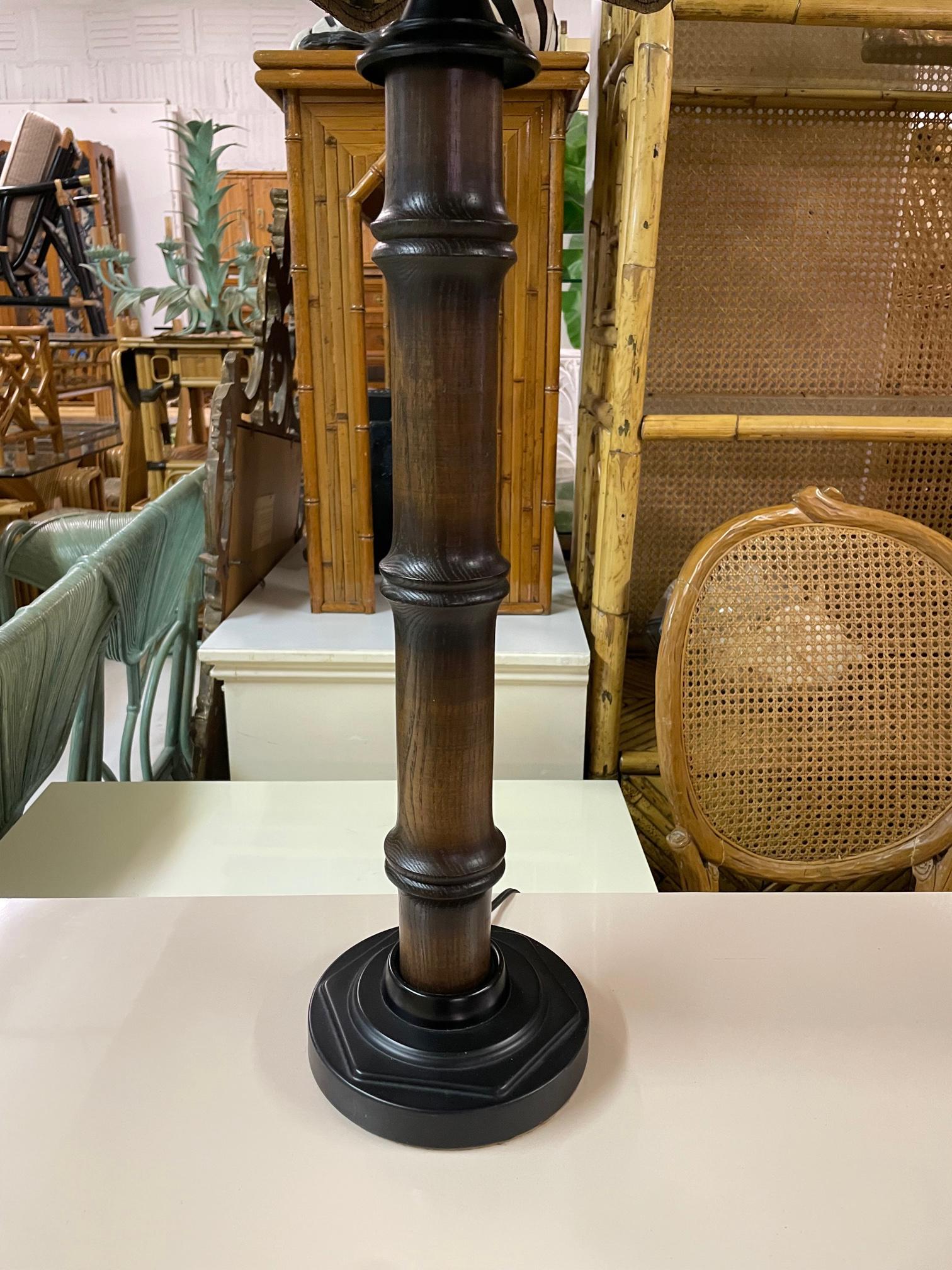 Faux Bamboo Cane Shade Table Lamps In Good Condition In Jacksonville, FL