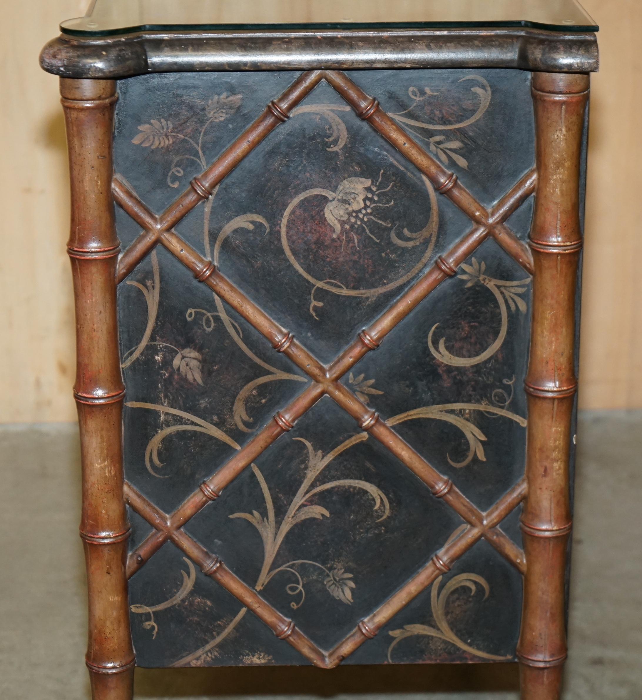 COFFRE DE TIRETTES EN FAUX BAMBOU CARVÉ EN BOIS PORTE ITALIA FIESOLE en vente 6