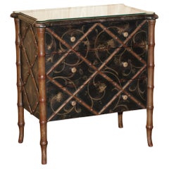 FAUX BAMBOO CARVED WOOD PORTE ITALIA FIESOLE CHEST OF DRAWERs