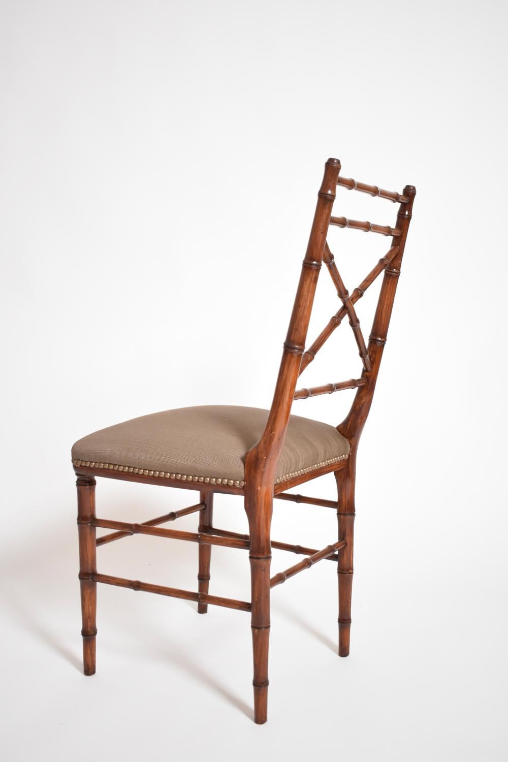 French Faux bamboo chair, 1960s. For Sale