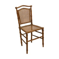 Faux Bamboo Chair with Caned Back and Seat from England