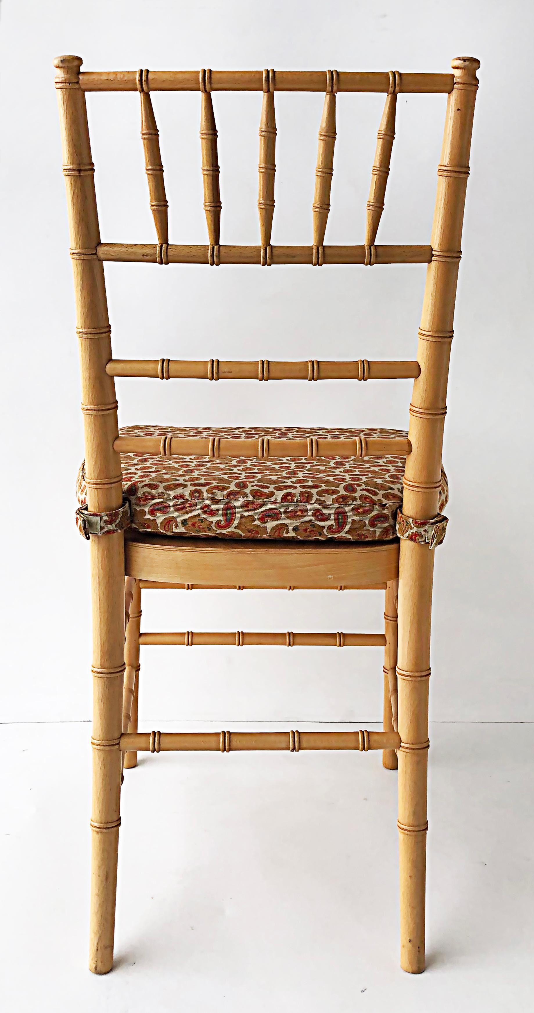 American Faux Bamboo Chair with Loose Paisley Seat Cushion