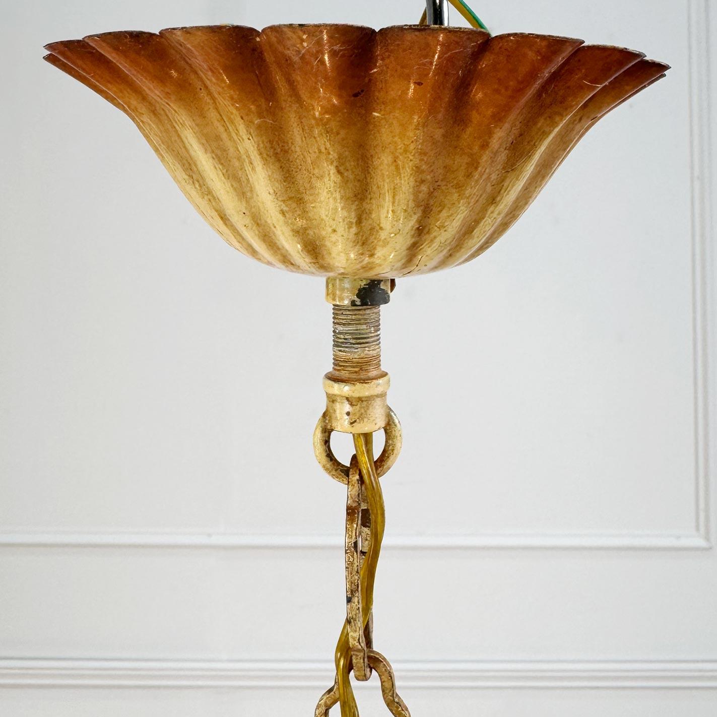 Lustre italien en faux bambou des années 1950 en vente 4