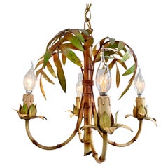 Retro Faux Bamboo Chandelier Italy 1950's