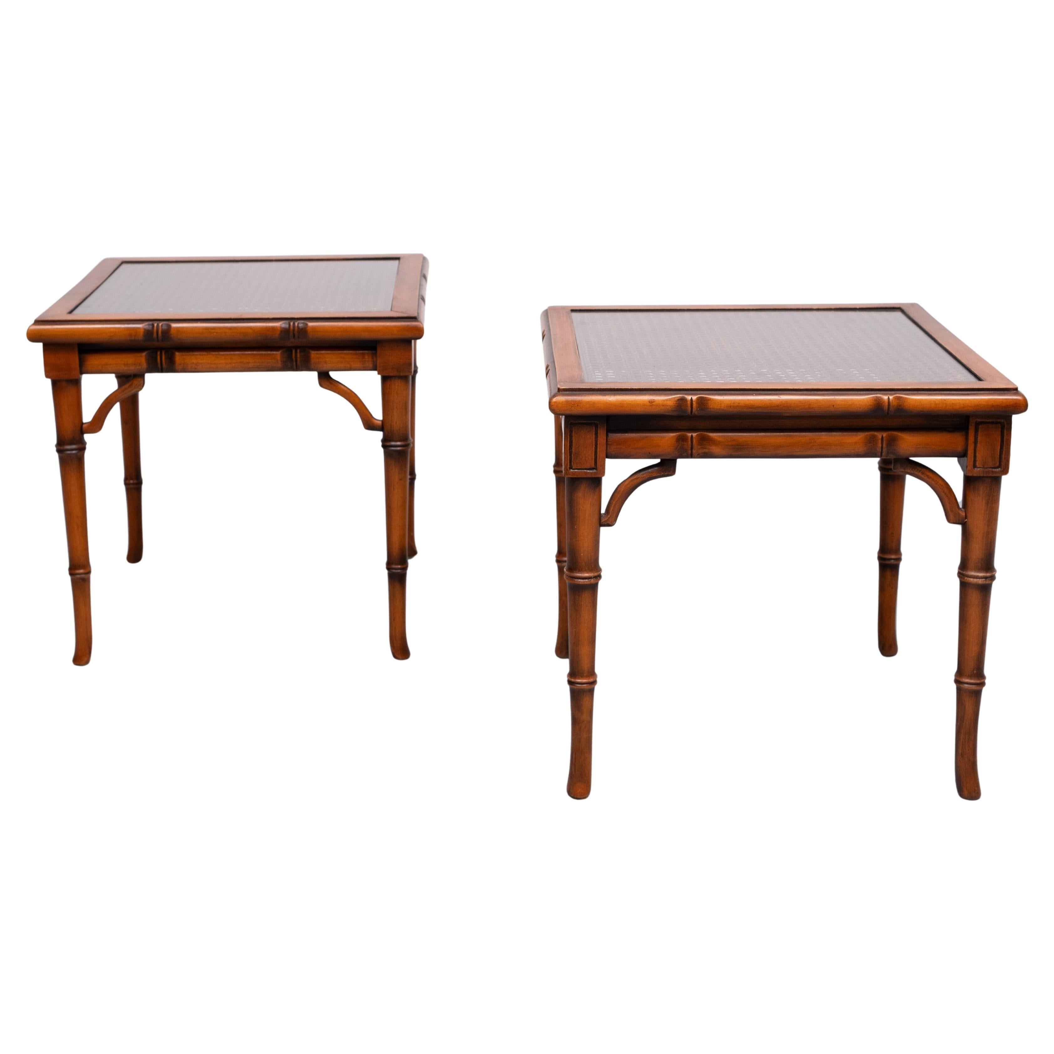 Faux Bamboo Cherry Wood sofa tables 1970s England In Good Condition For Sale In Den Haag, NL