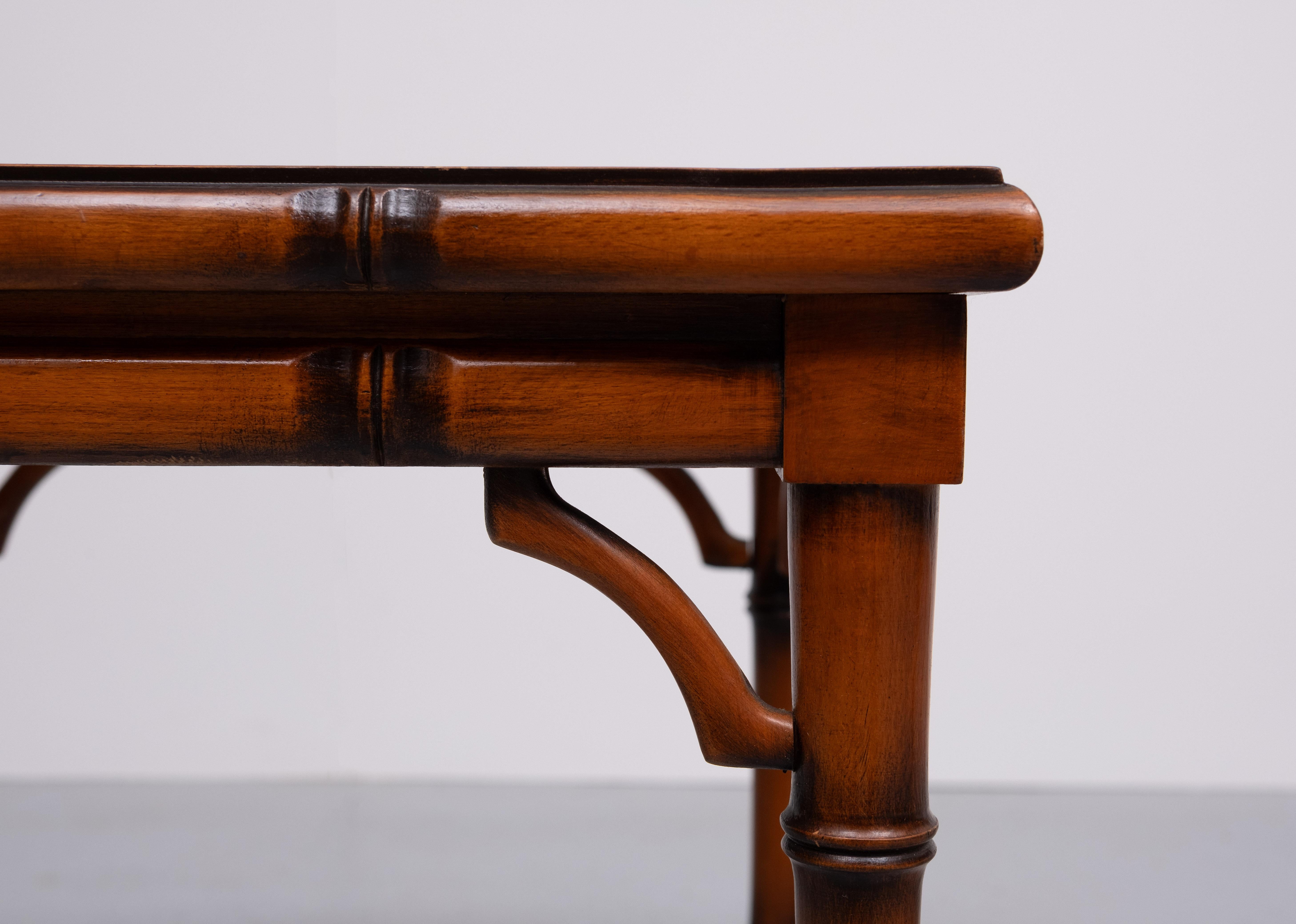 Late 20th Century Faux Bamboo Cherry Wood sofa tables 1970s England For Sale