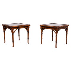 Faux Bamboo Cherry Wood sofa tables 1970s England