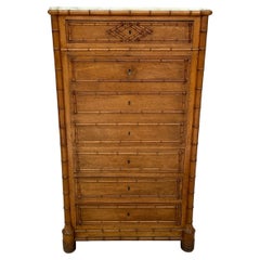 Faux Bamboo Chest Of Drawers With Desk & Marble Top