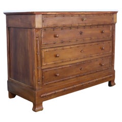 Antique Faux Bamboo Chest of Drawers with White Marble Top