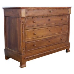 Used Faux Bamboo Chest of Drawers with White Marble Top