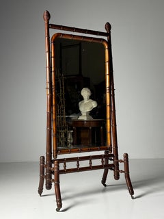 Faux bamboo cheval mirror, c. 1900