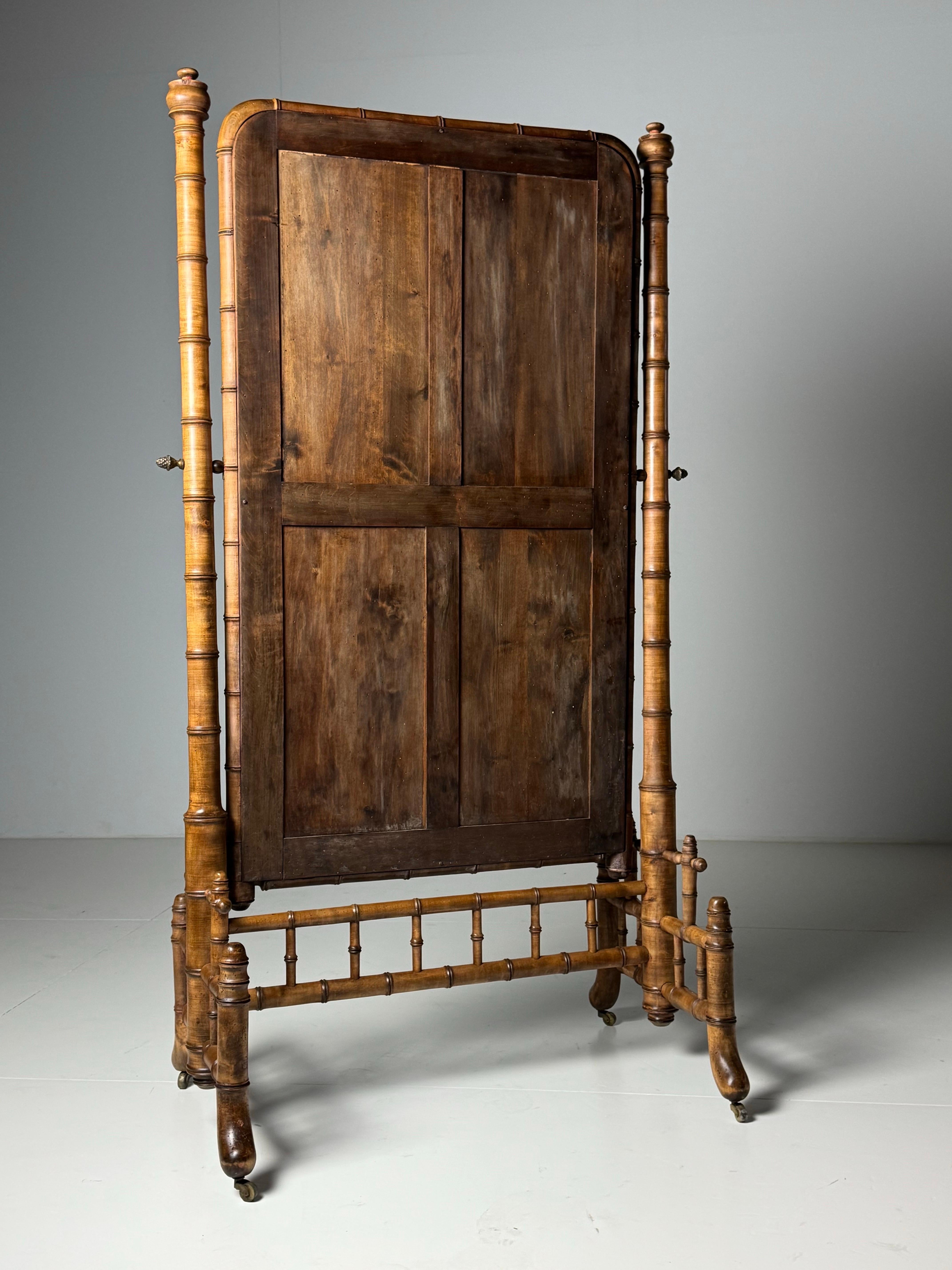Faux Bamboo Cheval Mirror ca. 1900 For Sale 8