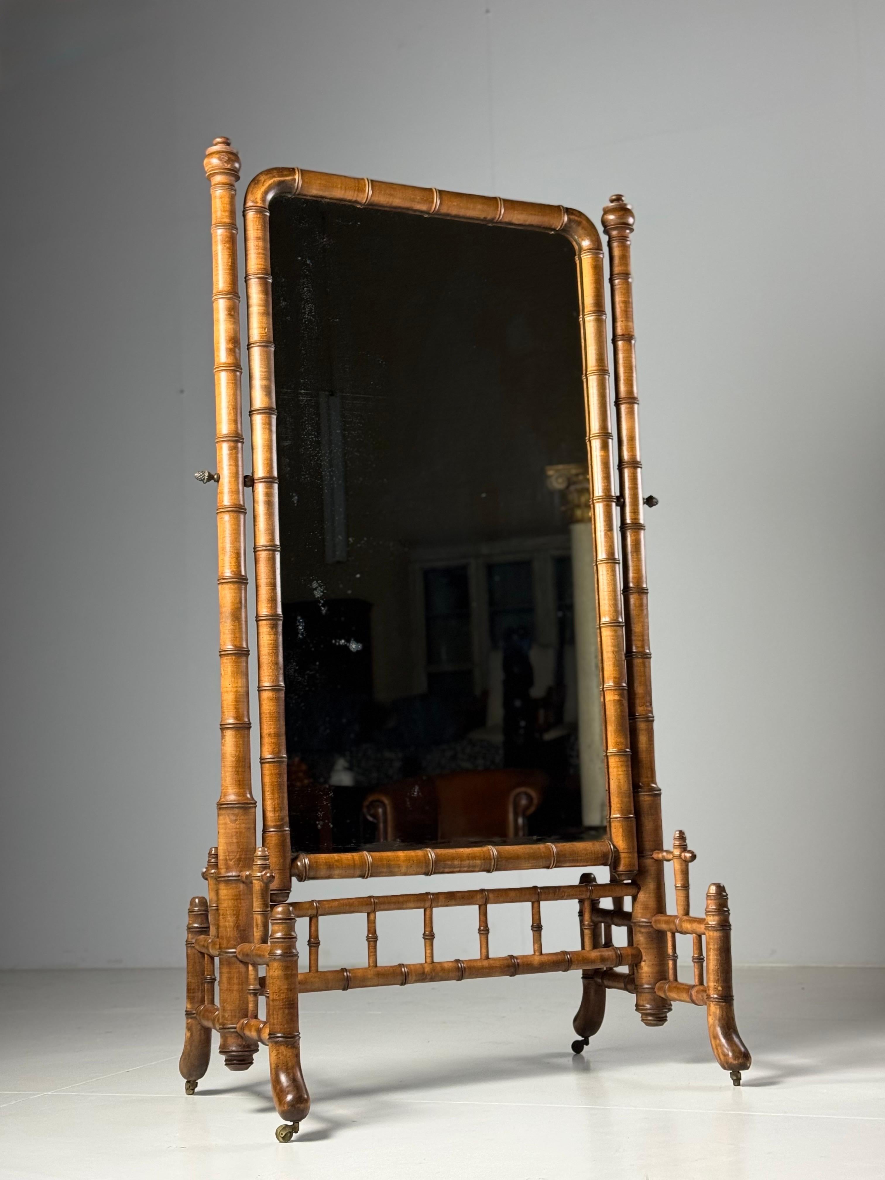 Faux Bamboo Cheval Mirror ca. 1900 For Sale 10