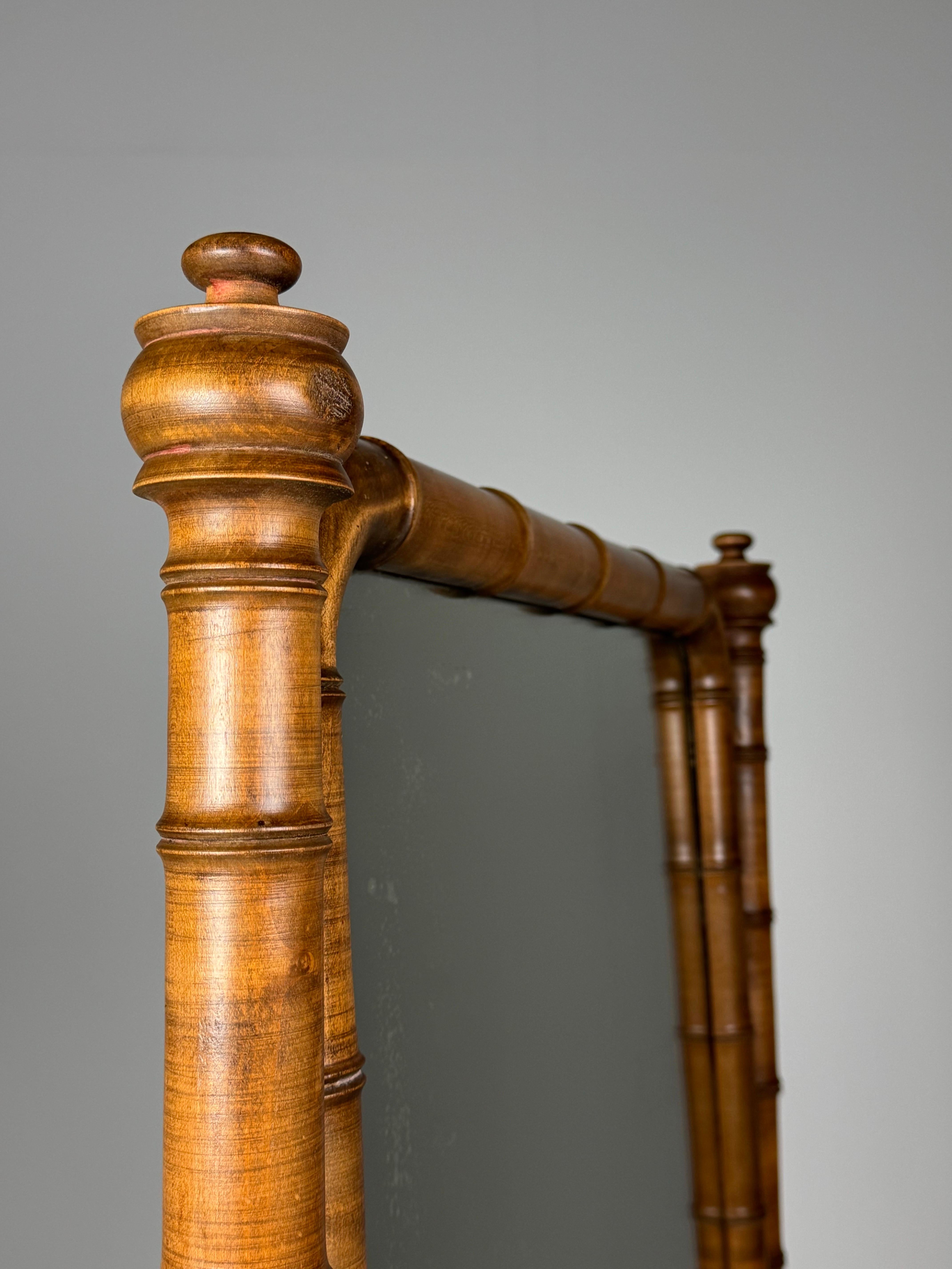 Early 20th Century Faux Bamboo Cheval Mirror ca. 1900 For Sale