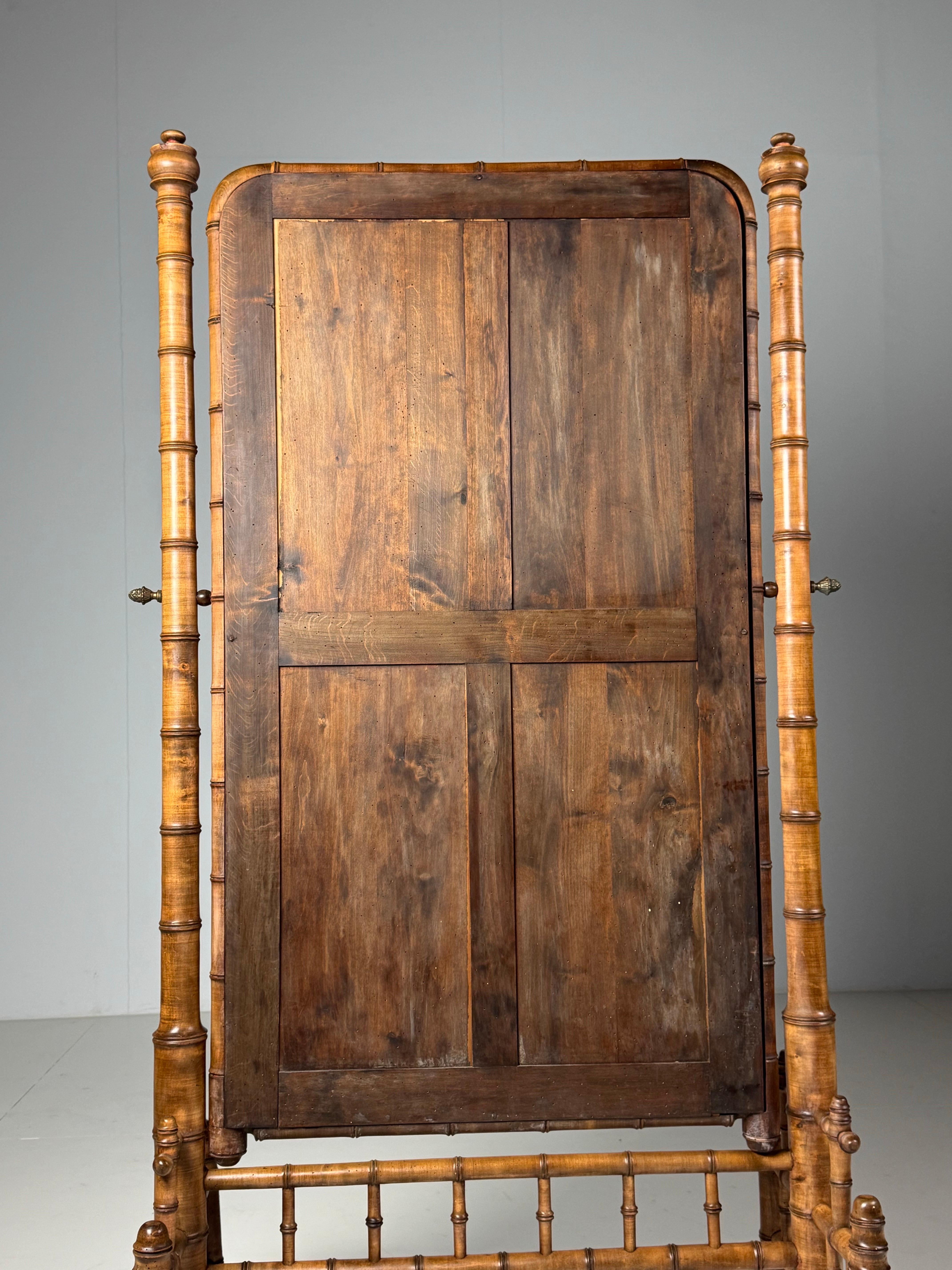 Faux Bamboo Cheval Mirror ca. 1900 For Sale 3