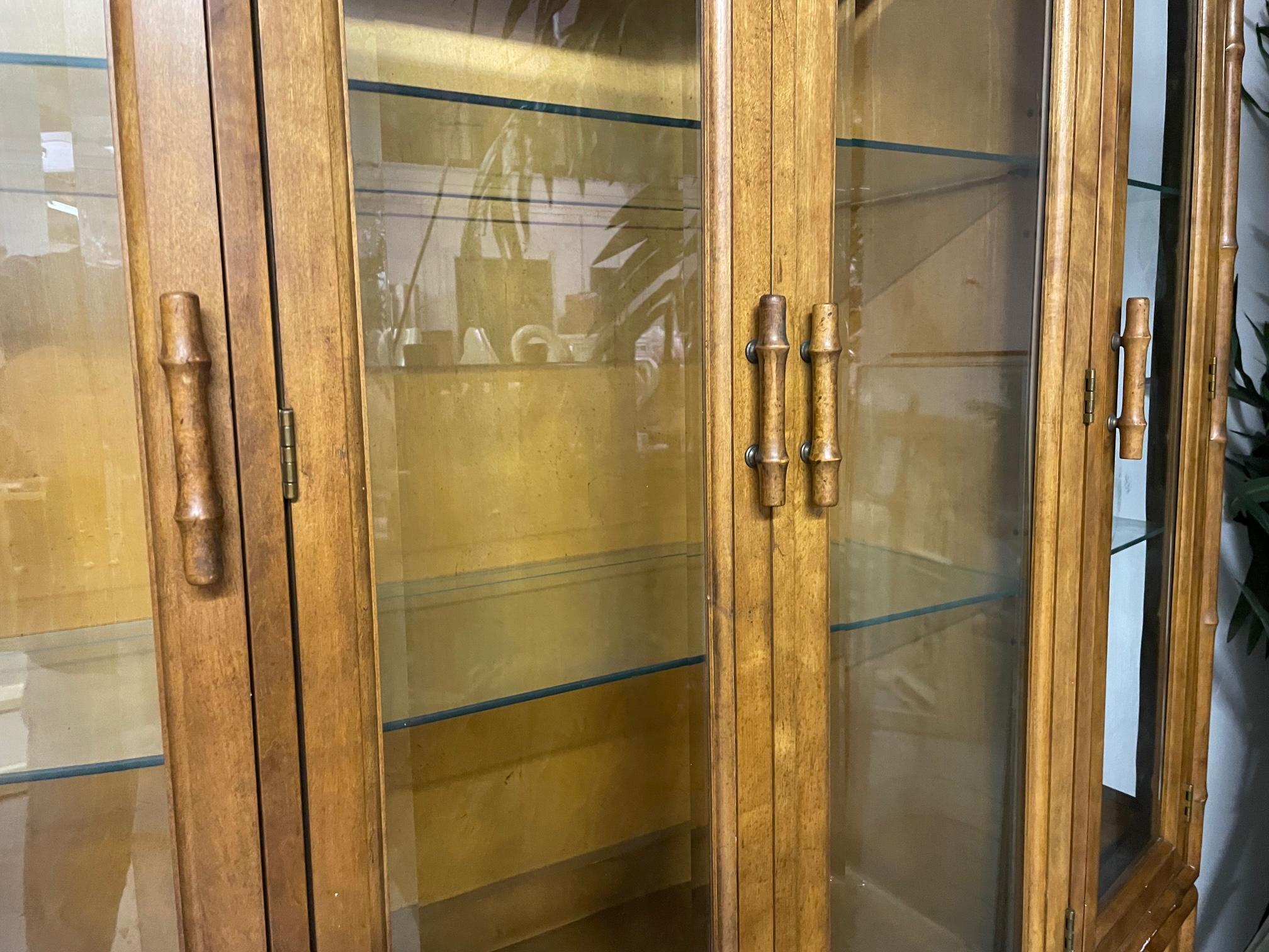 Faux Bamboo China Cabinet by American of Martinsville In Good Condition In Jacksonville, FL