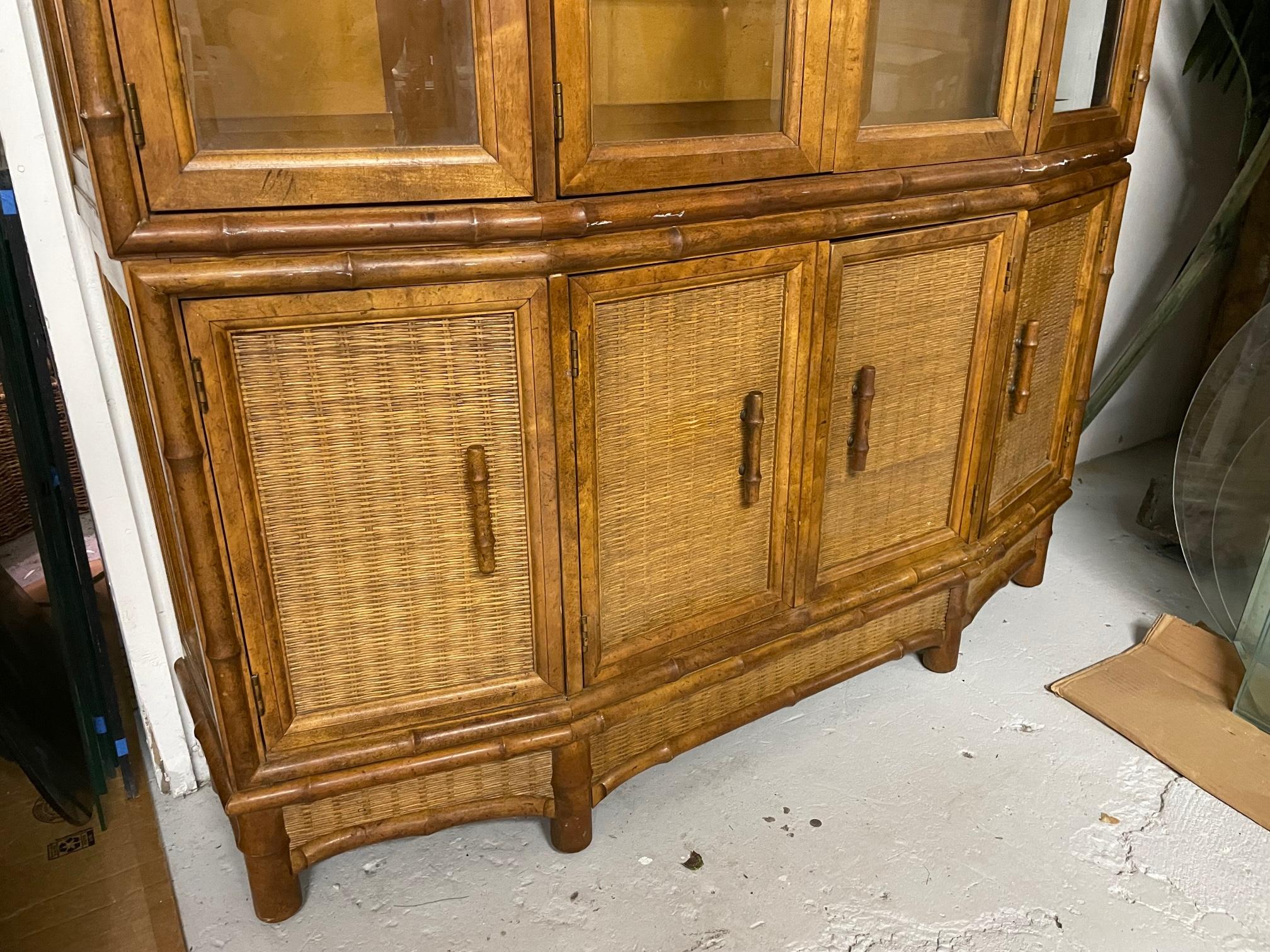 Faux Bamboo China Cabinet by American of Martinsville 1